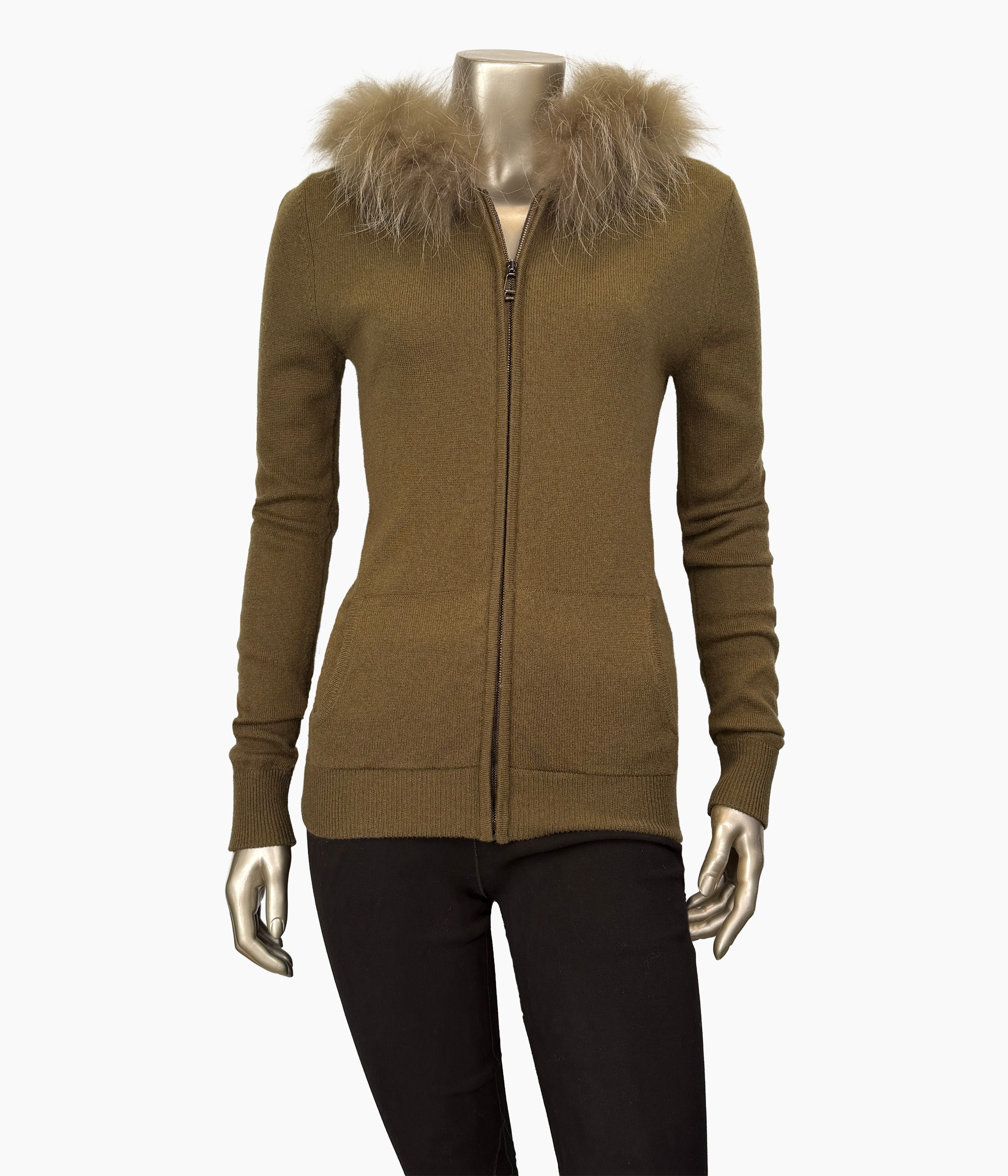 Outlet: Hooded Fur Fitted Cardi: Size: 10
