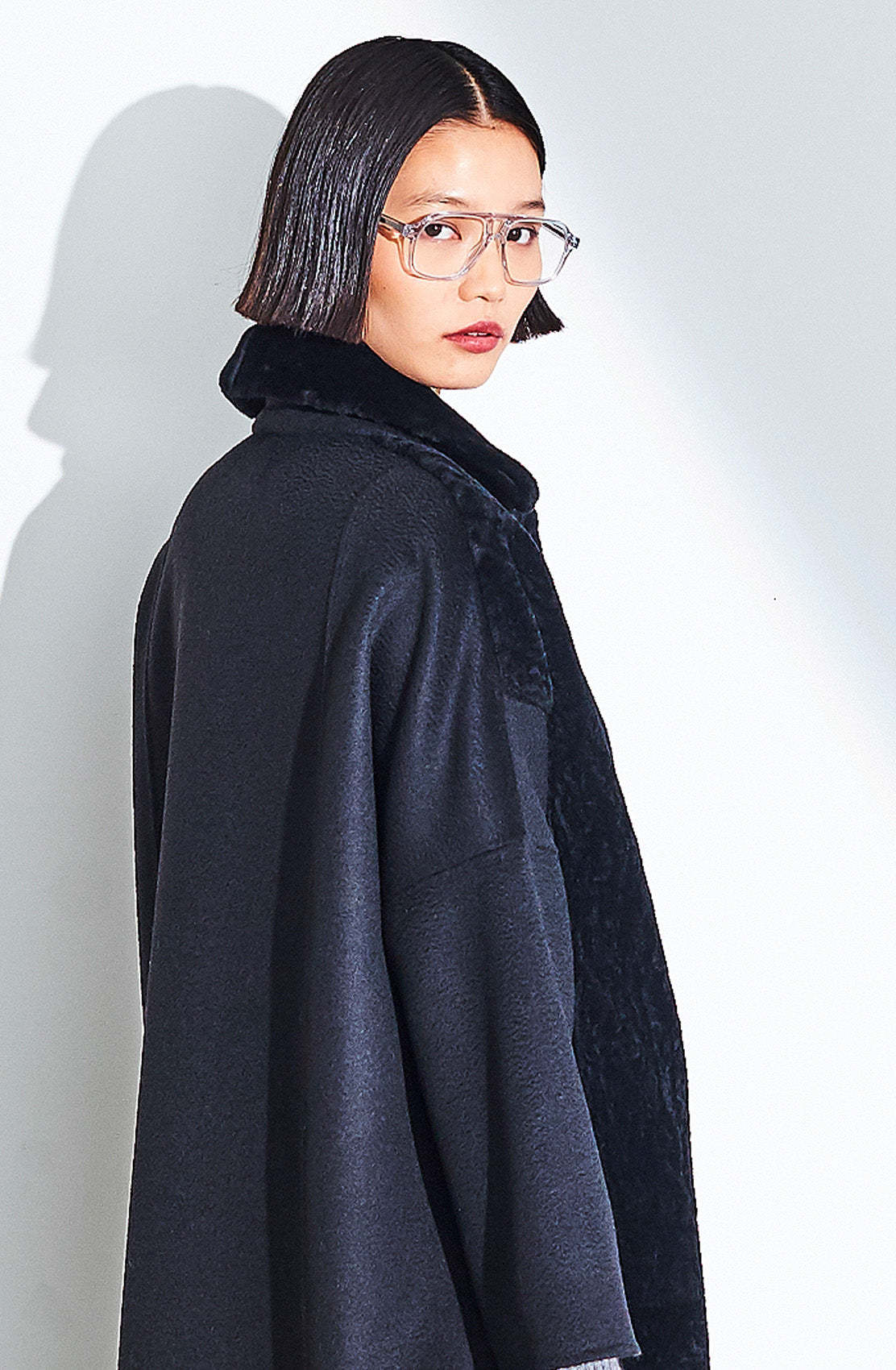 Long Shearling Front Coat. Size:10 Only