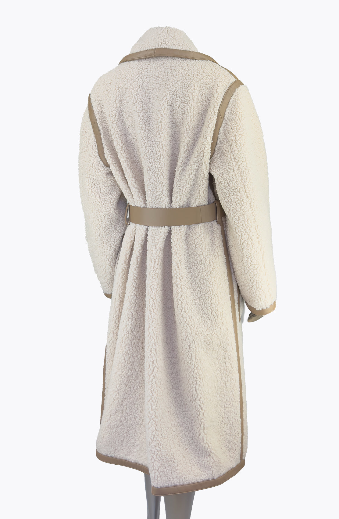 Outlet: Teddy Coat With Leather Look Trim Size: 10 12 14 16