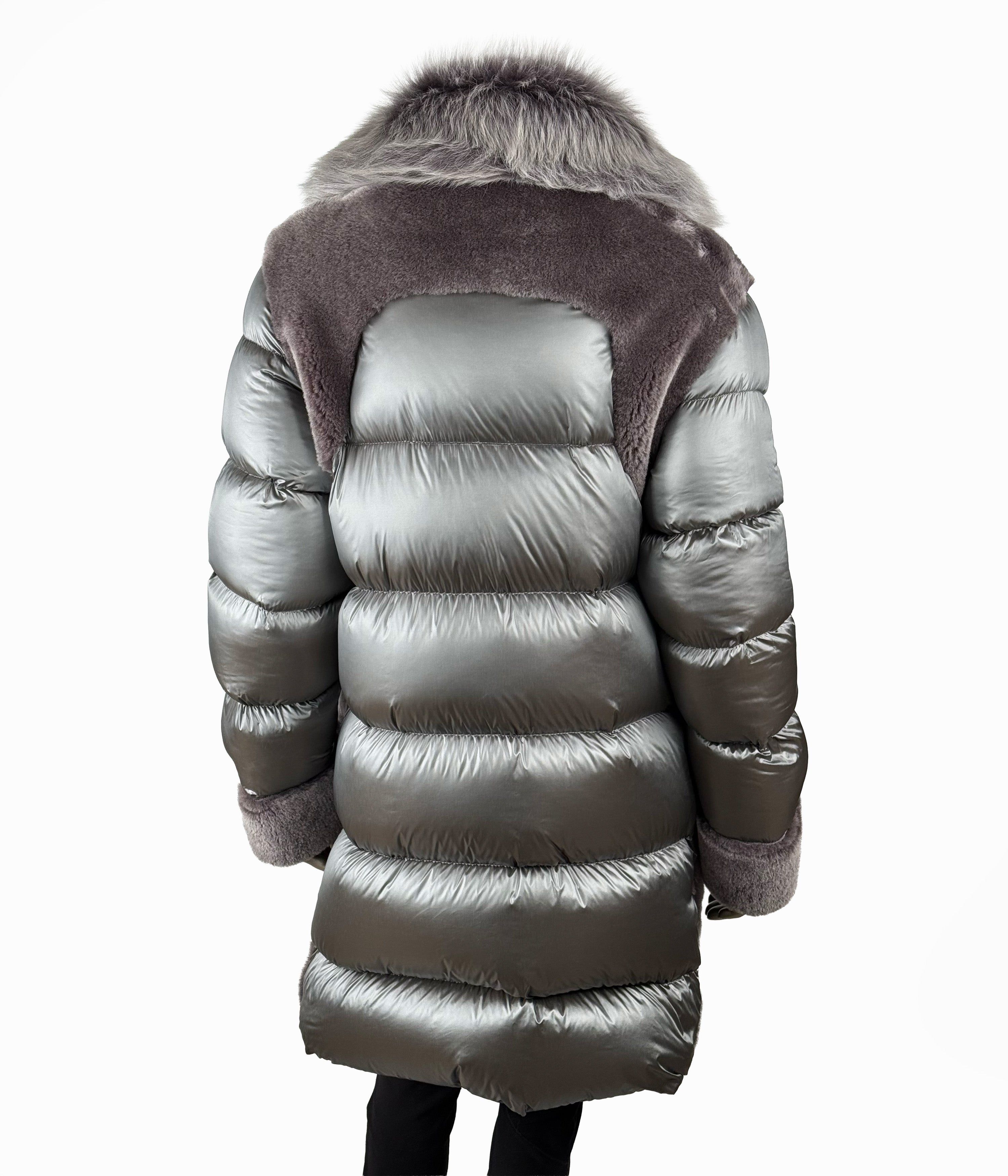 Outlet: Shearling Reversible Goose Down Parka Coat