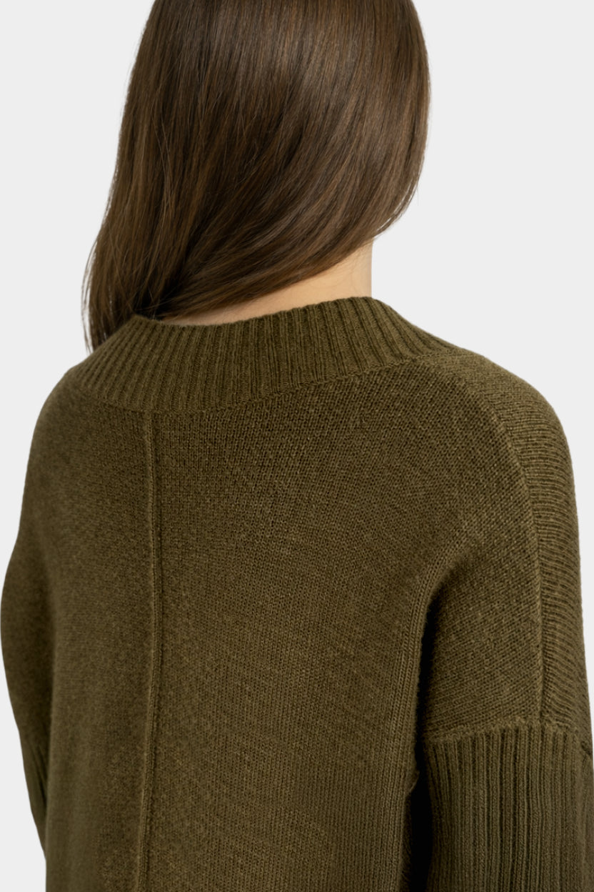 Outlet: V Neck Jumper Khaki
