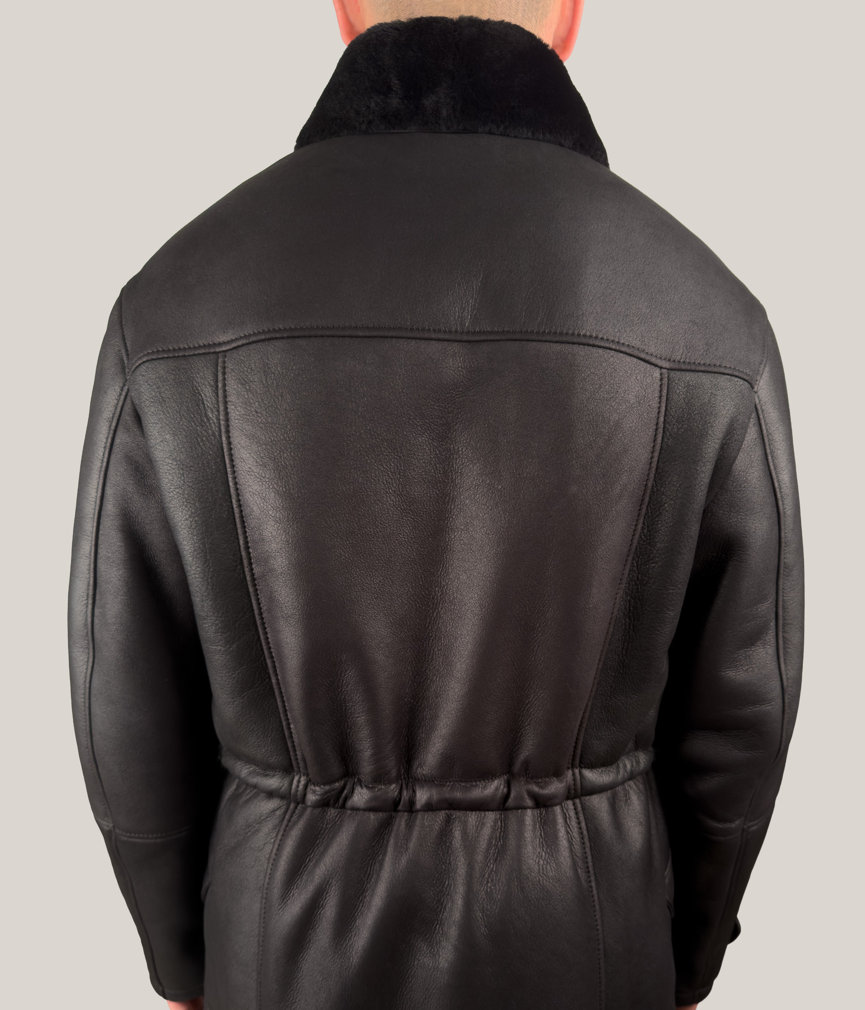 Max & Zac Leather Finish Shearling Coat