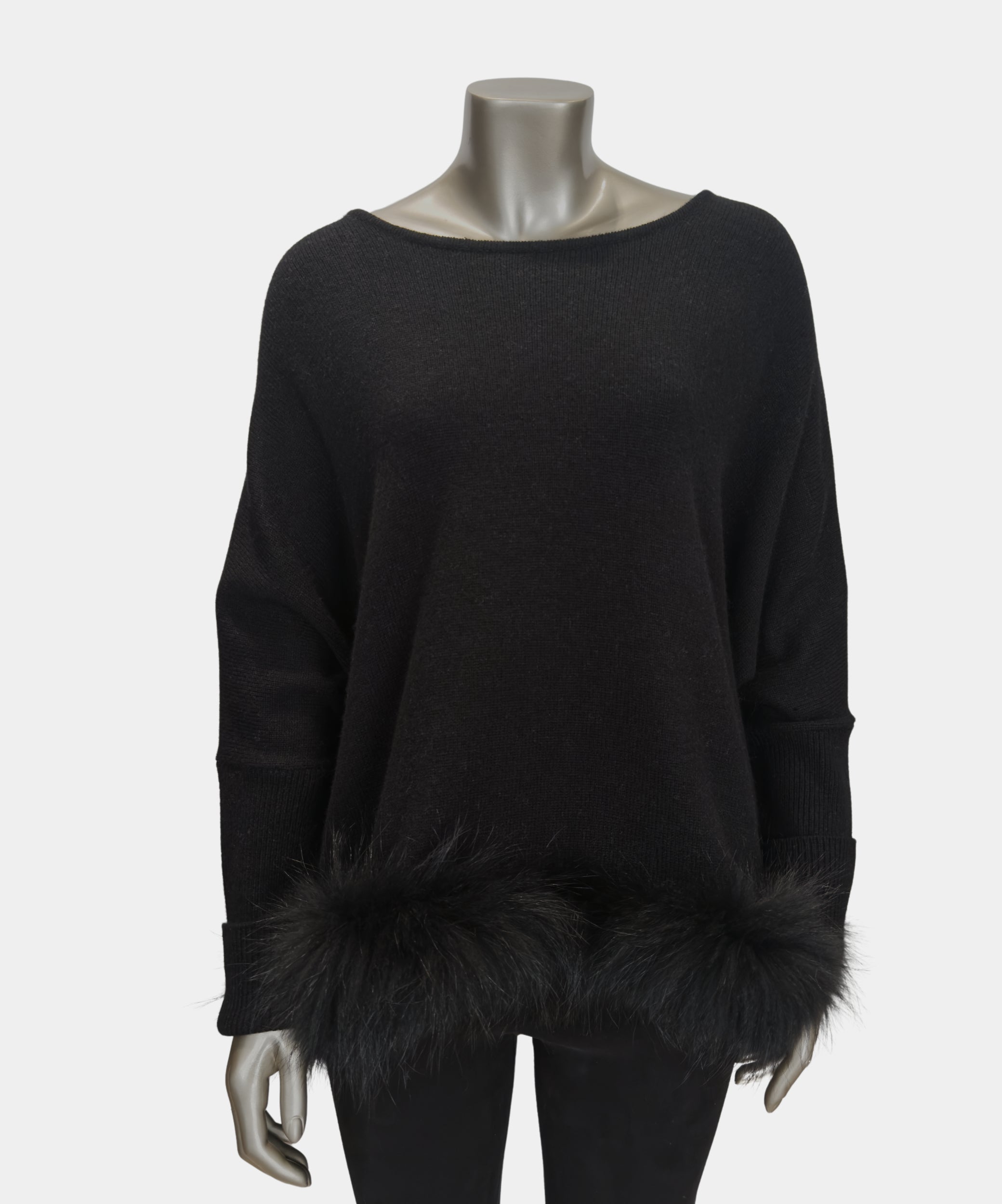 Outlet: Fur Trim Tunic Black: Size 10