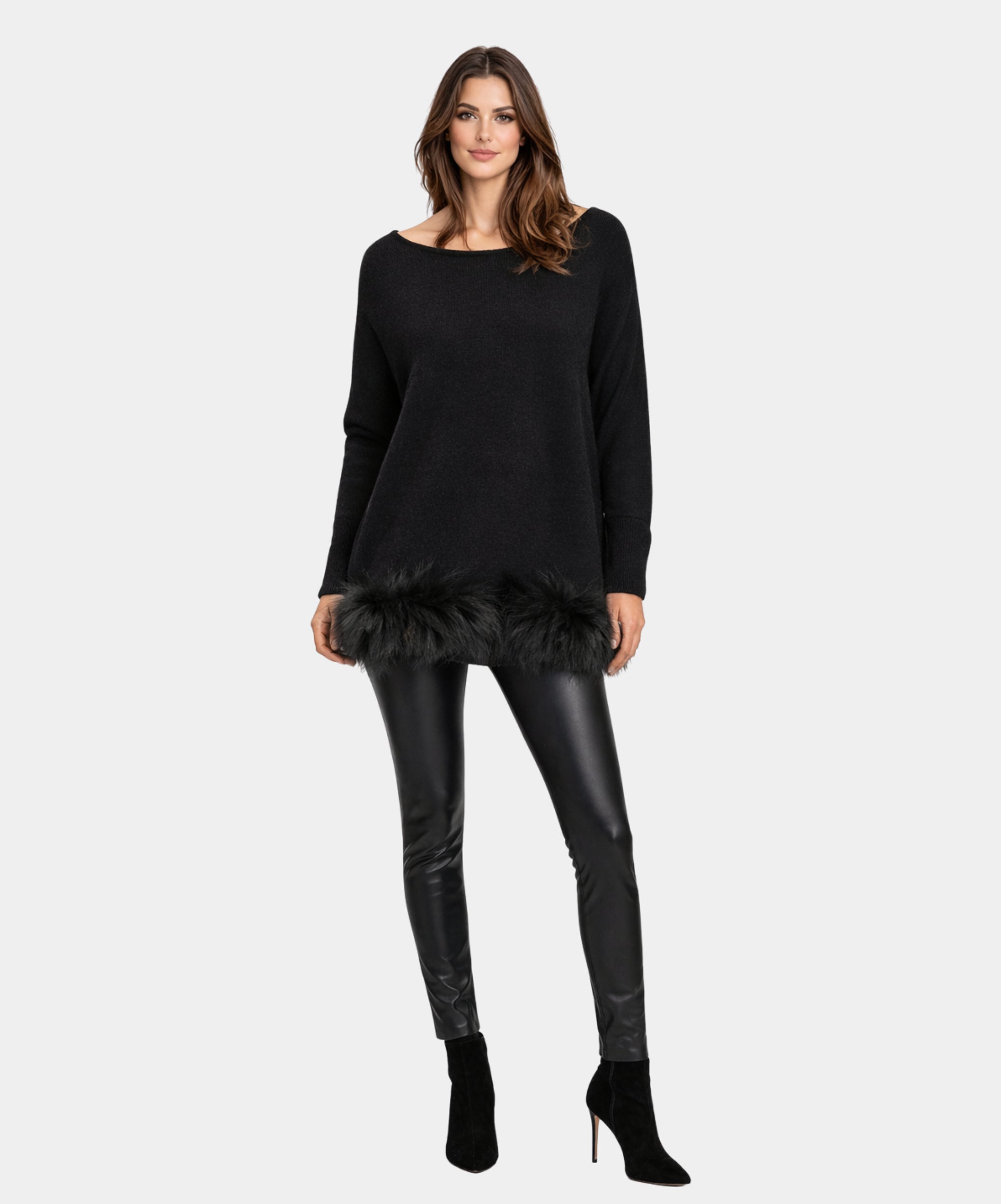 Outlet: Fur Trim Tunic Black: Size 10