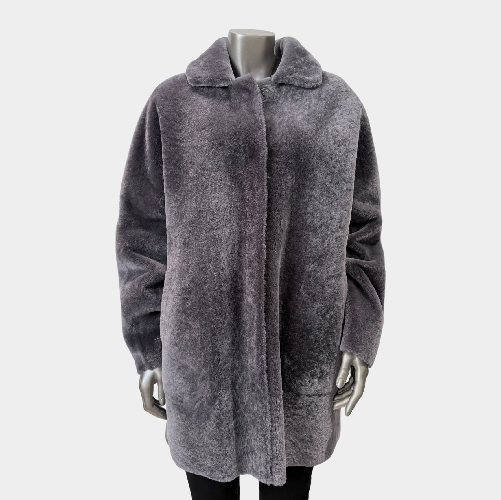 Reversible Shearling Boxy Jacket Moonbeam: Size 10