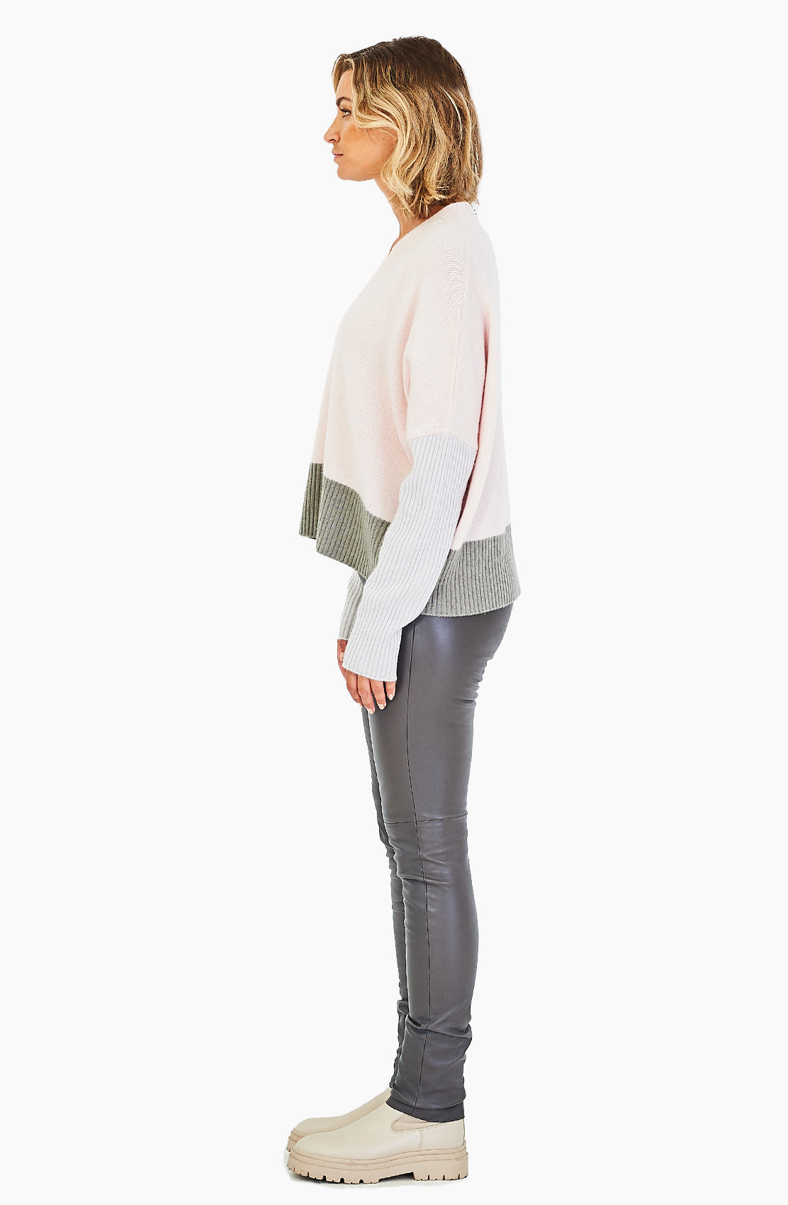 V Neck Colour Bloc Jumper