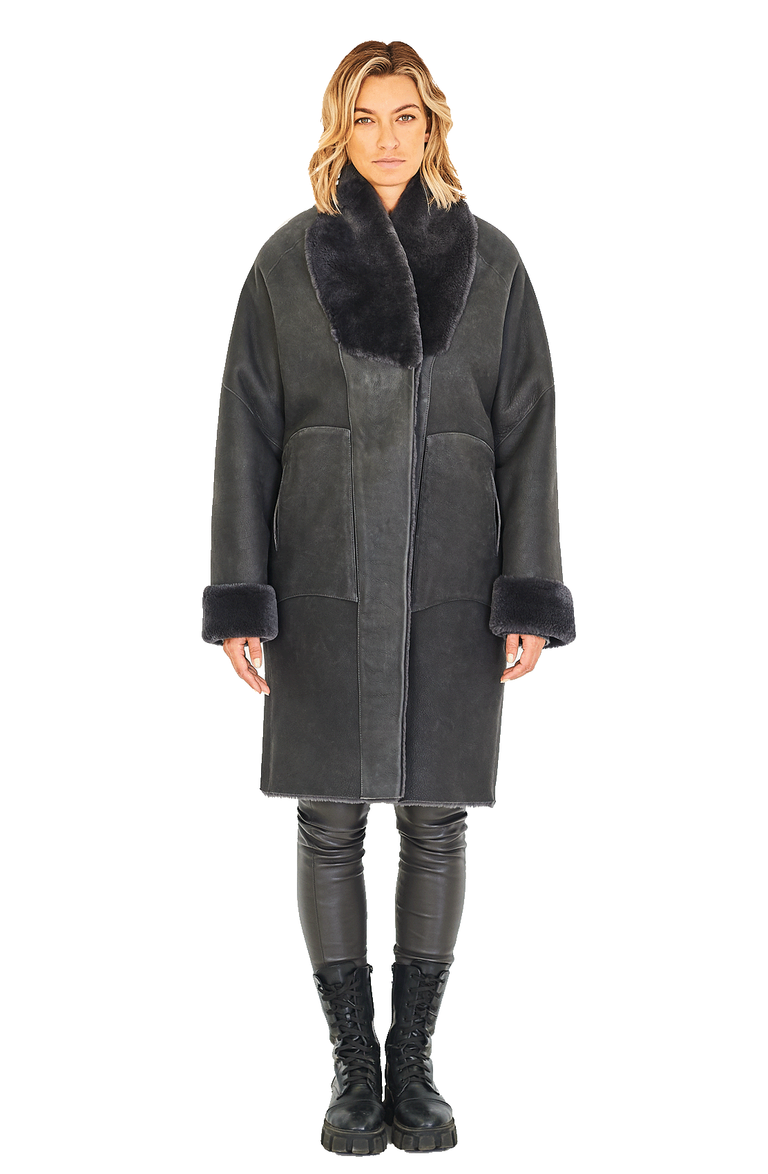 Reversible Cocoon Shearling Coat