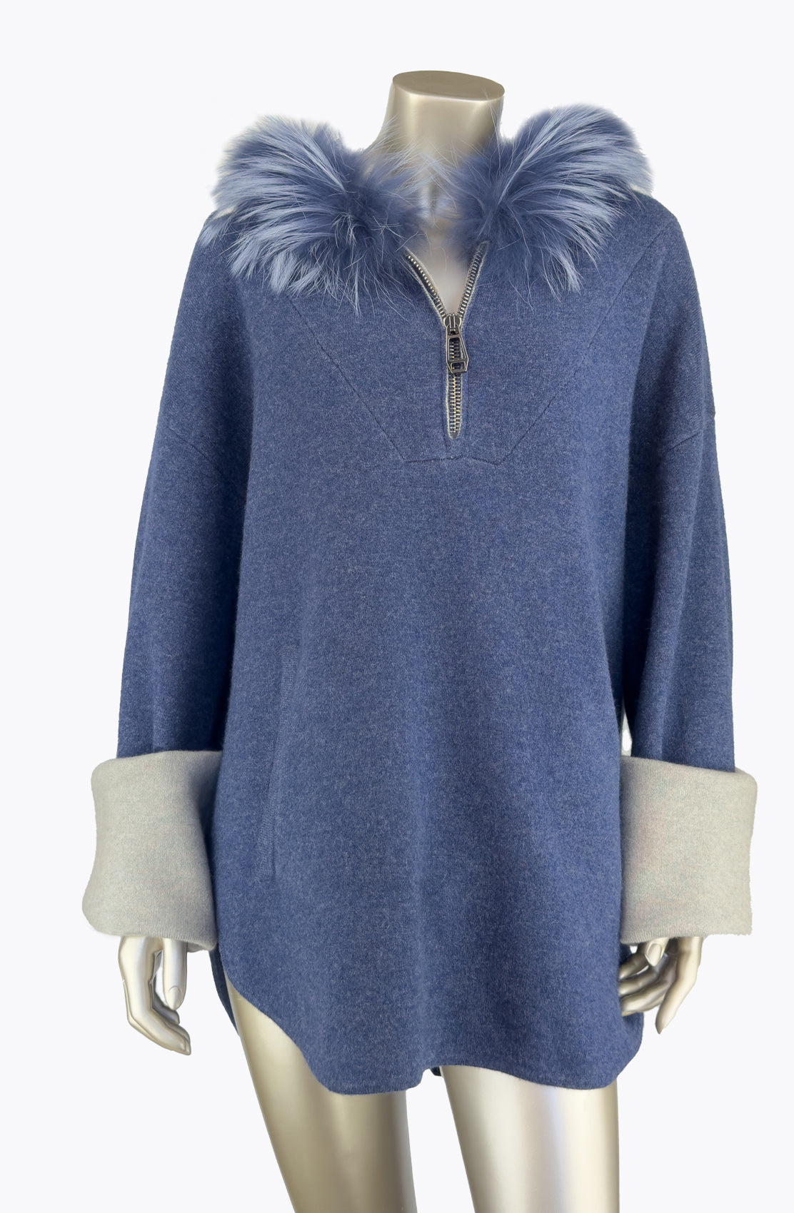 Outlet: Cashmere & Merino Hoodie With Fur Trim: One Size Only