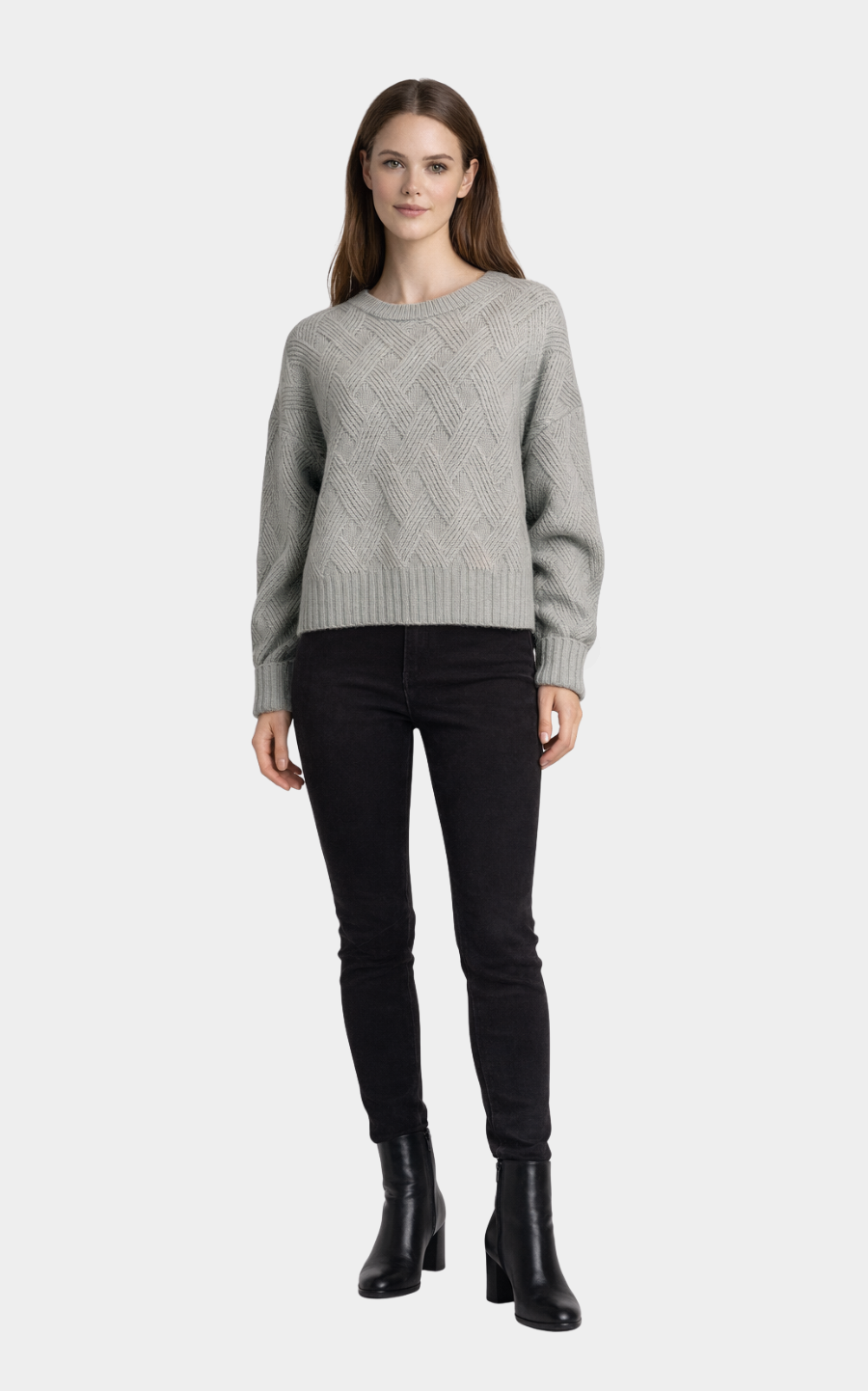 Outlet: Short Lattice Knit Jumper Light Sage