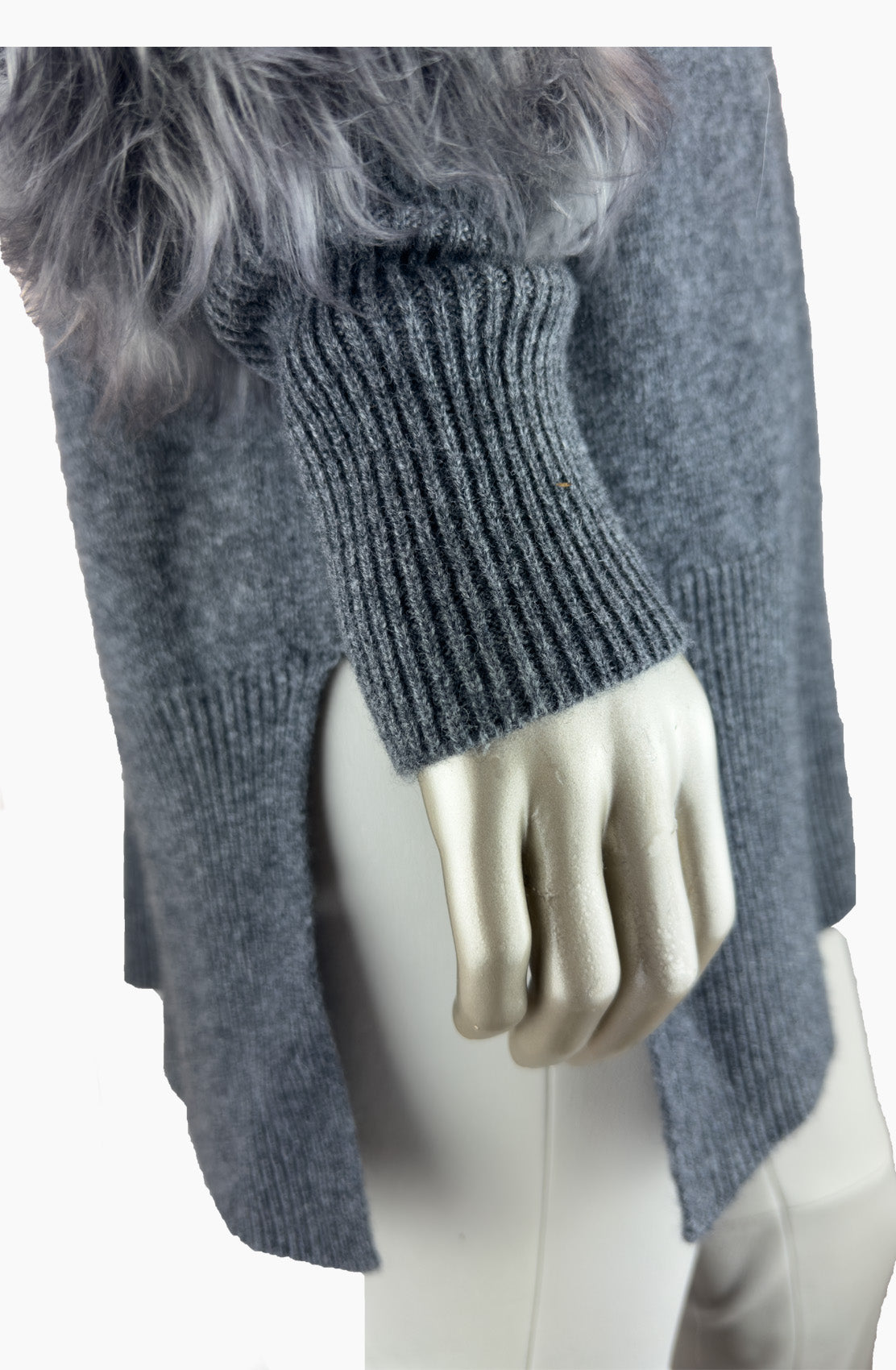 V Neck Fur Trim Tunic Size 10