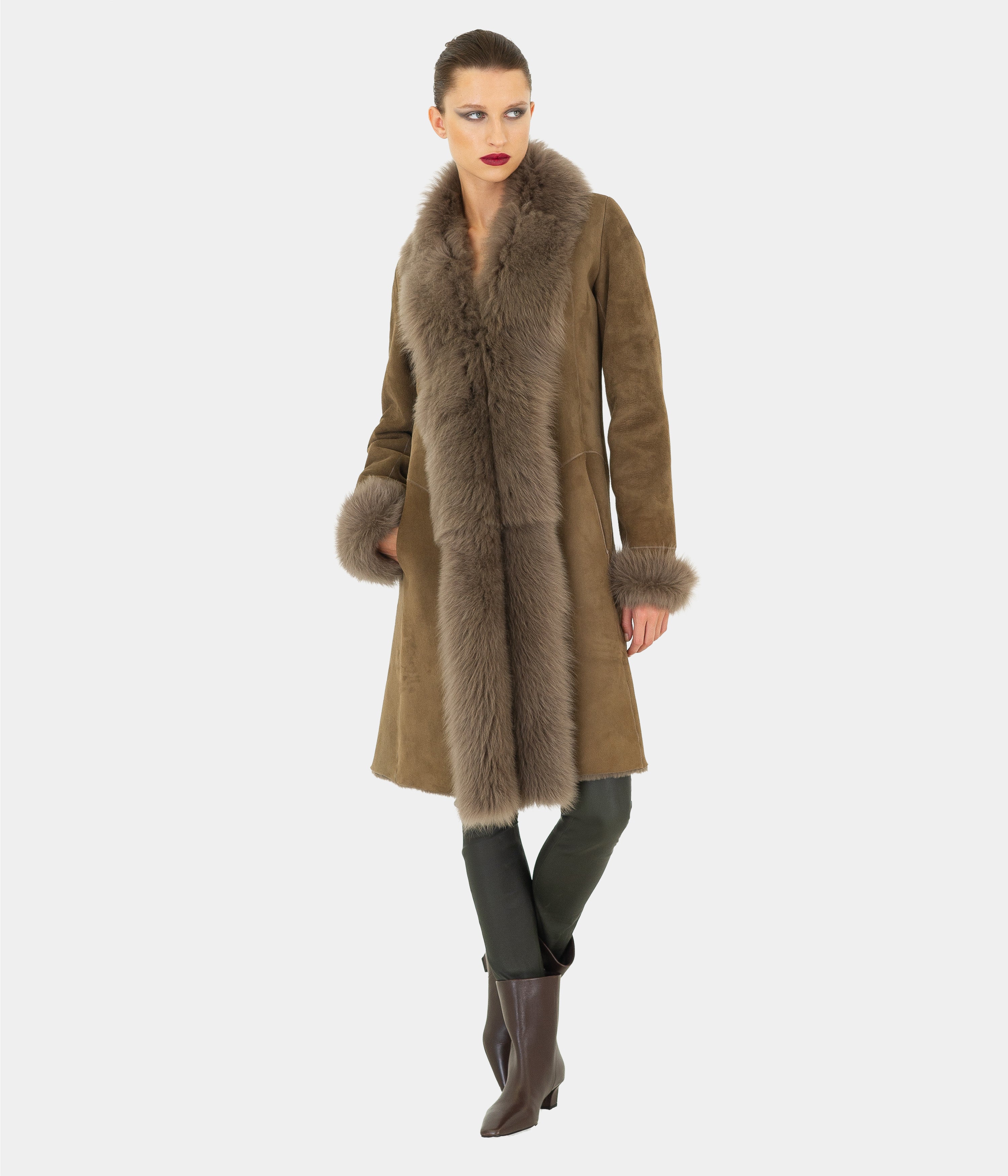 Three-Quarter Length Shearling Coat