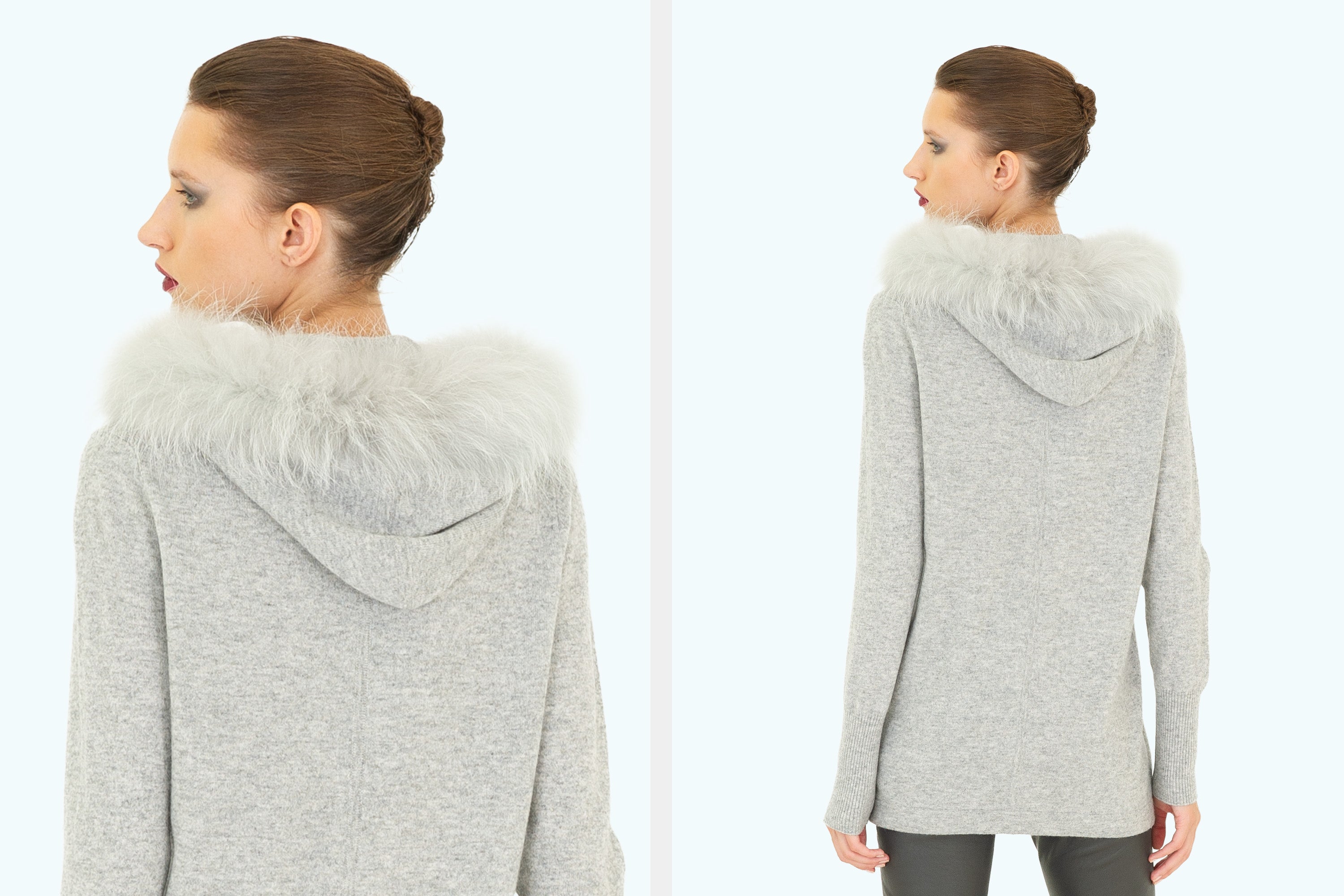 Long Loose Fit Hoody Fur Trim
