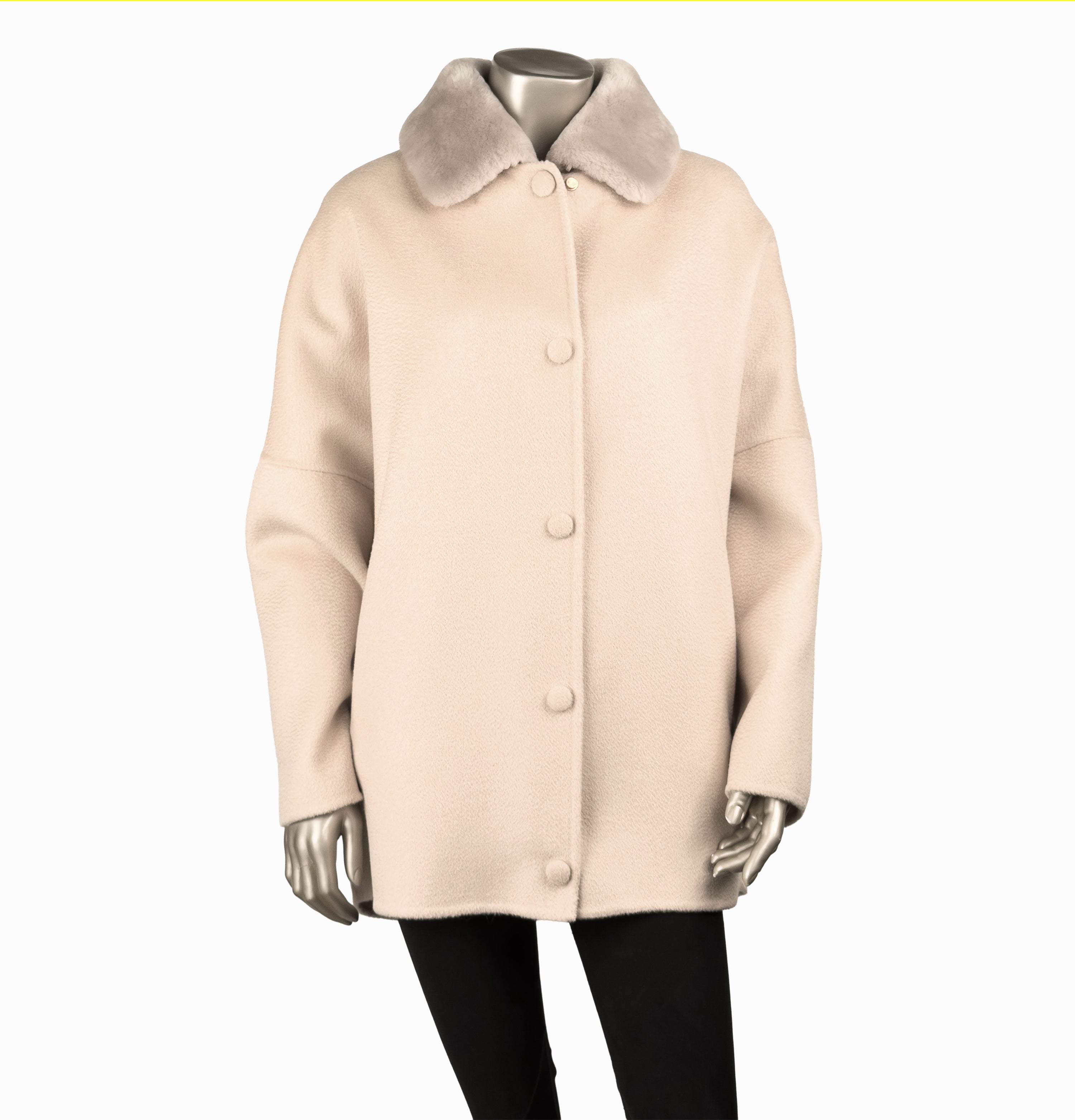 SHORT WOOL COAT WITH DETACHABLE SHEARLING COLLAR Size: 8/12
