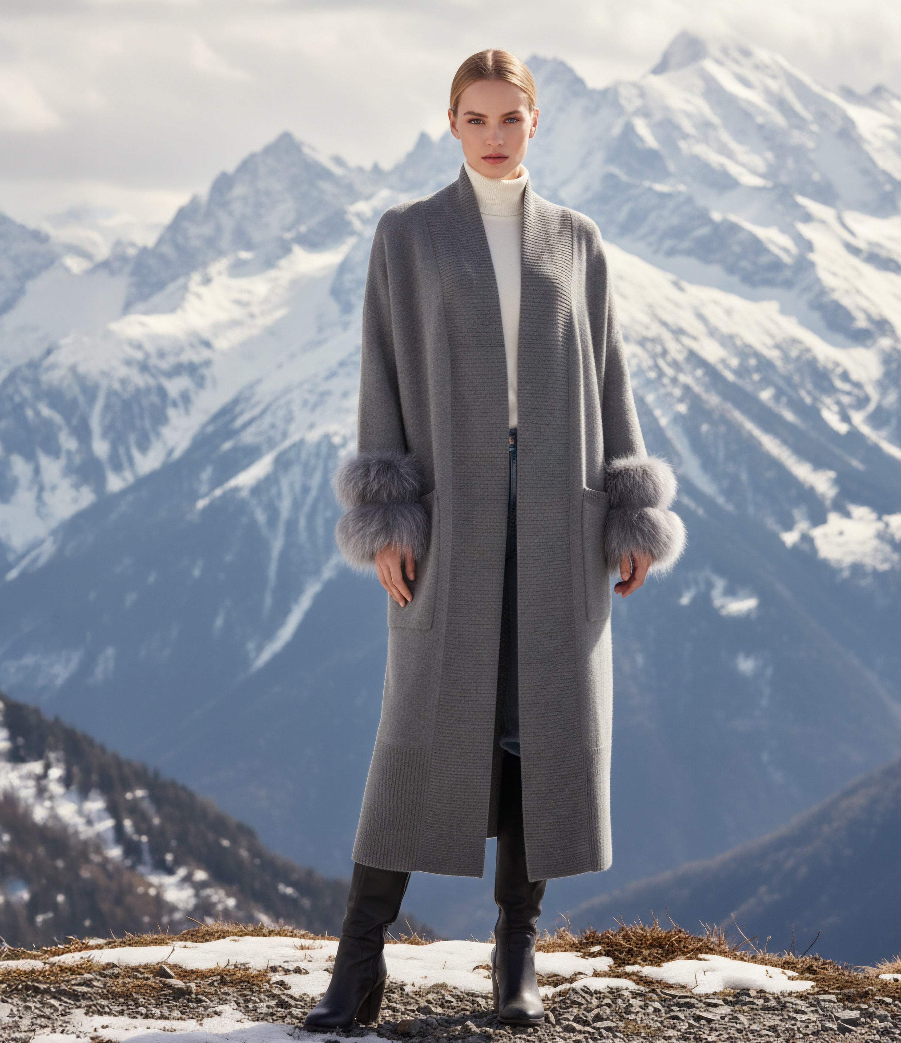 Outlet: Long Fur Trim, Cardi, Size 10