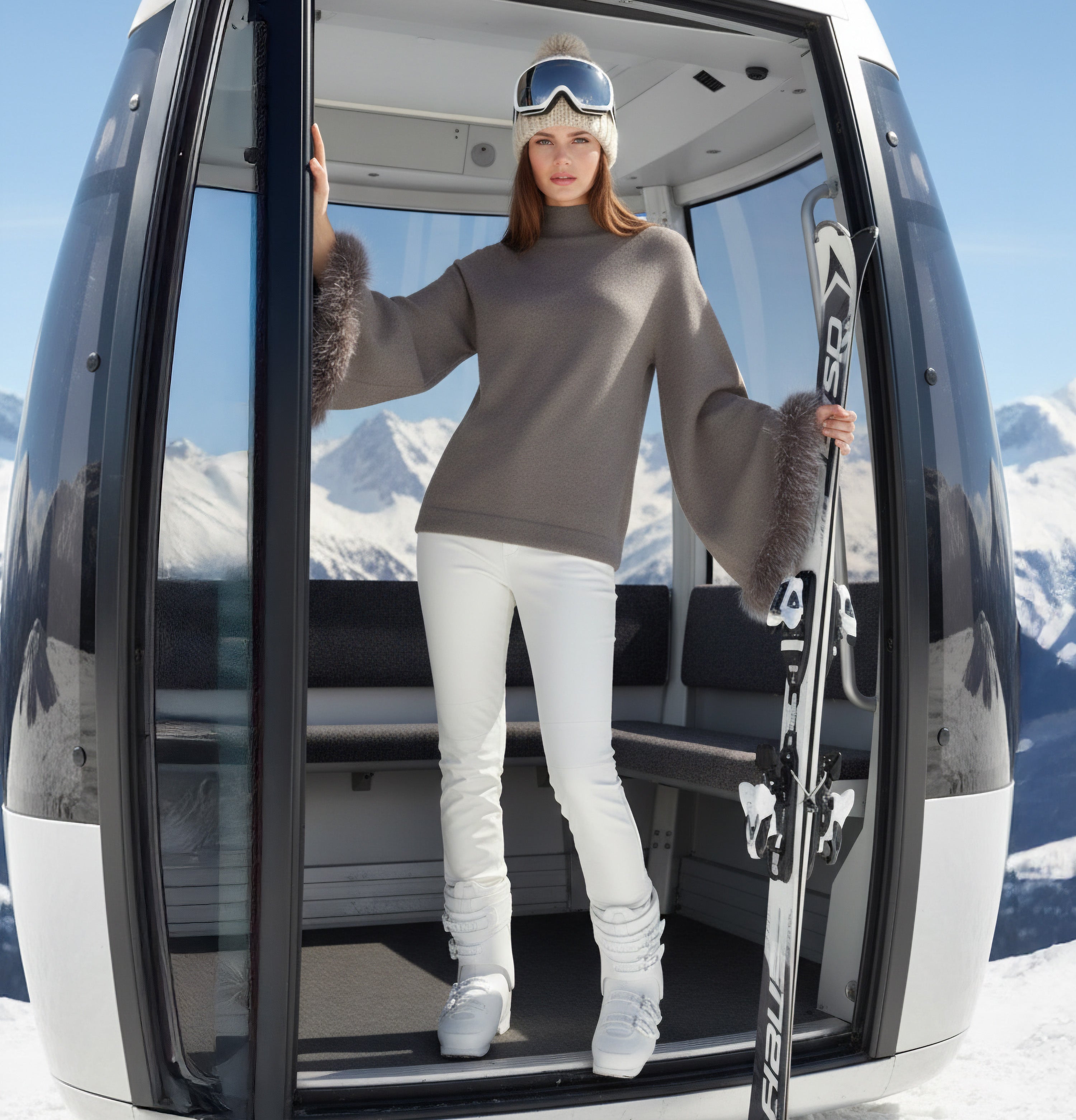 Outlet: Biscuit Brown Fur Trim Jumper: Size 12