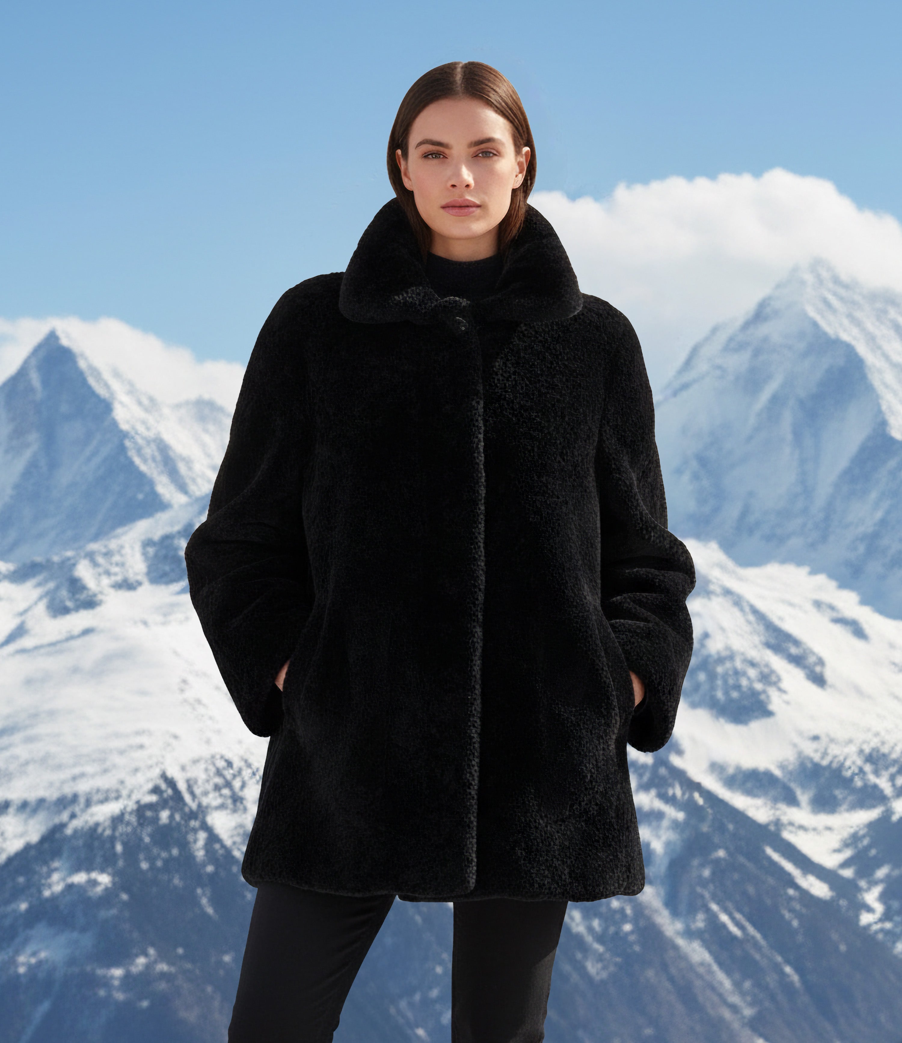 Reversible Shearling Boxy Coat Size:10