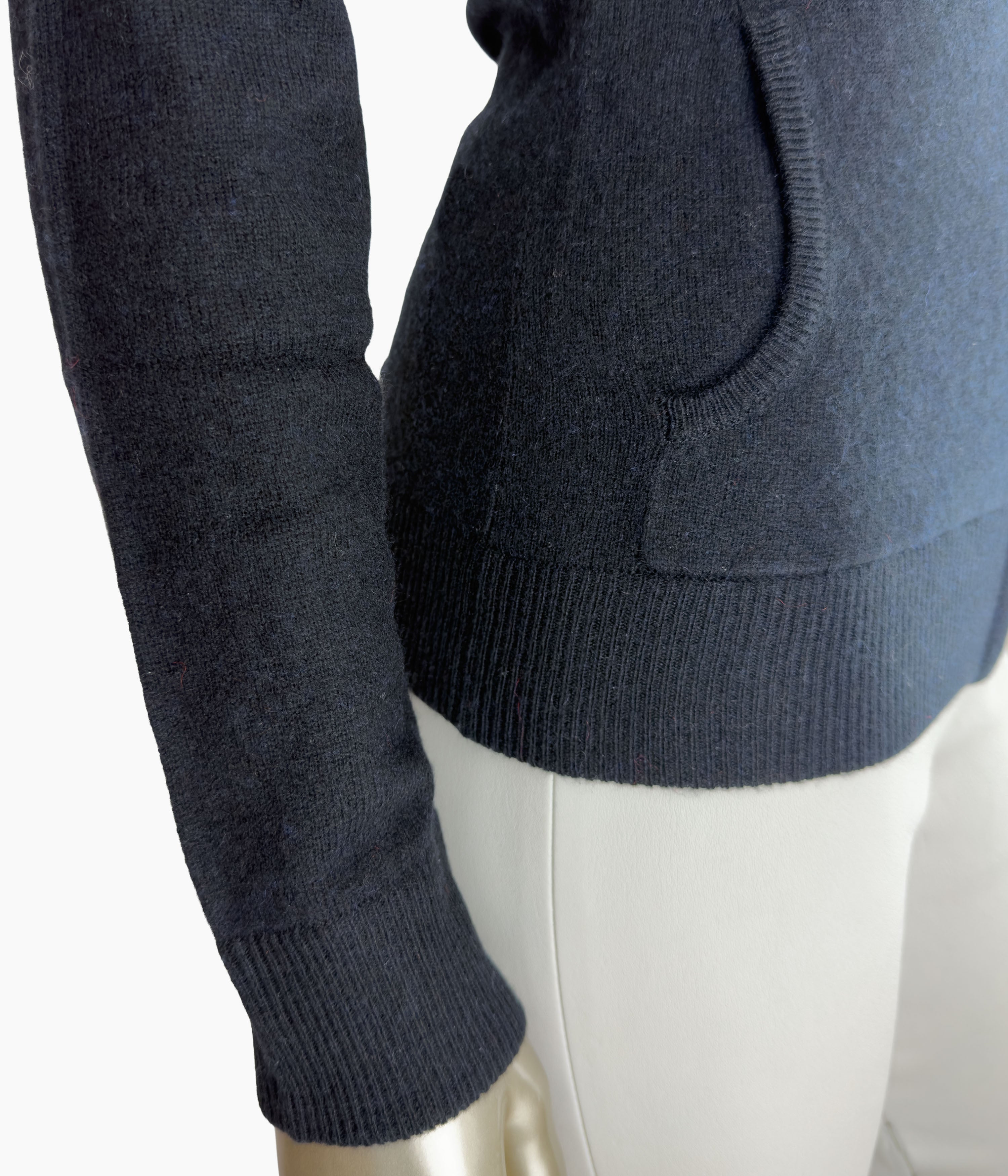 Outlet: Black Hooded Fur Fitted Cardi