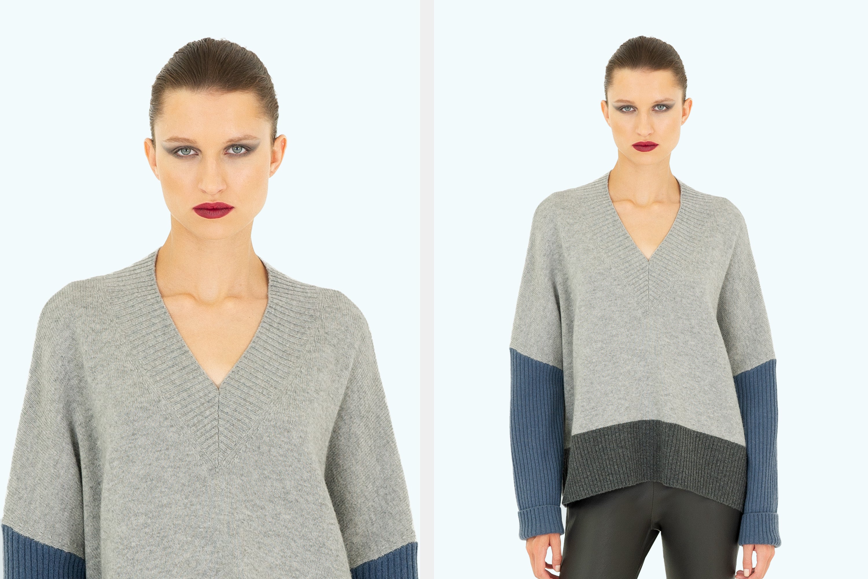 Colour Bloc V Neck Jumper