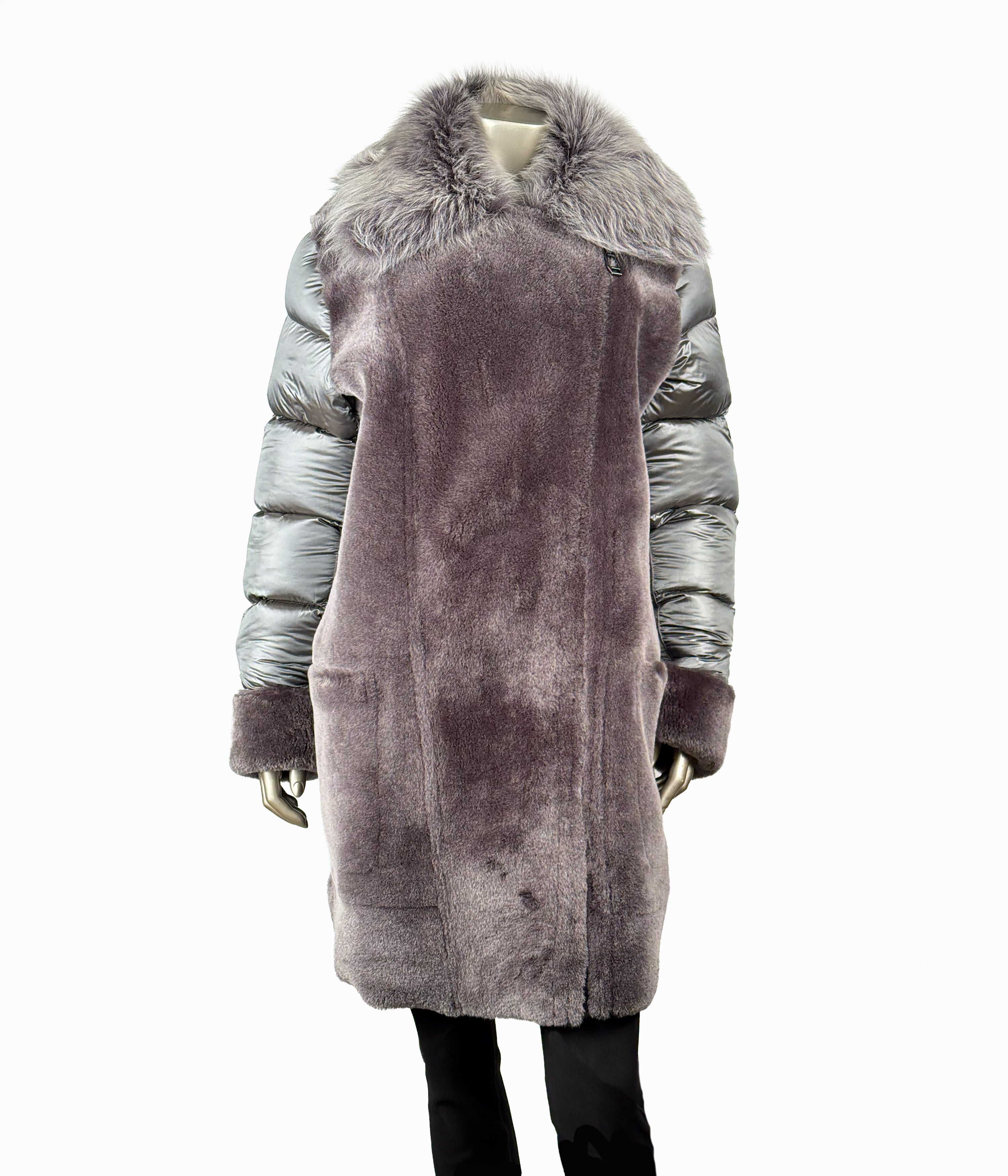 Outlet: Shearling Reversible Goose Down Parka Coat