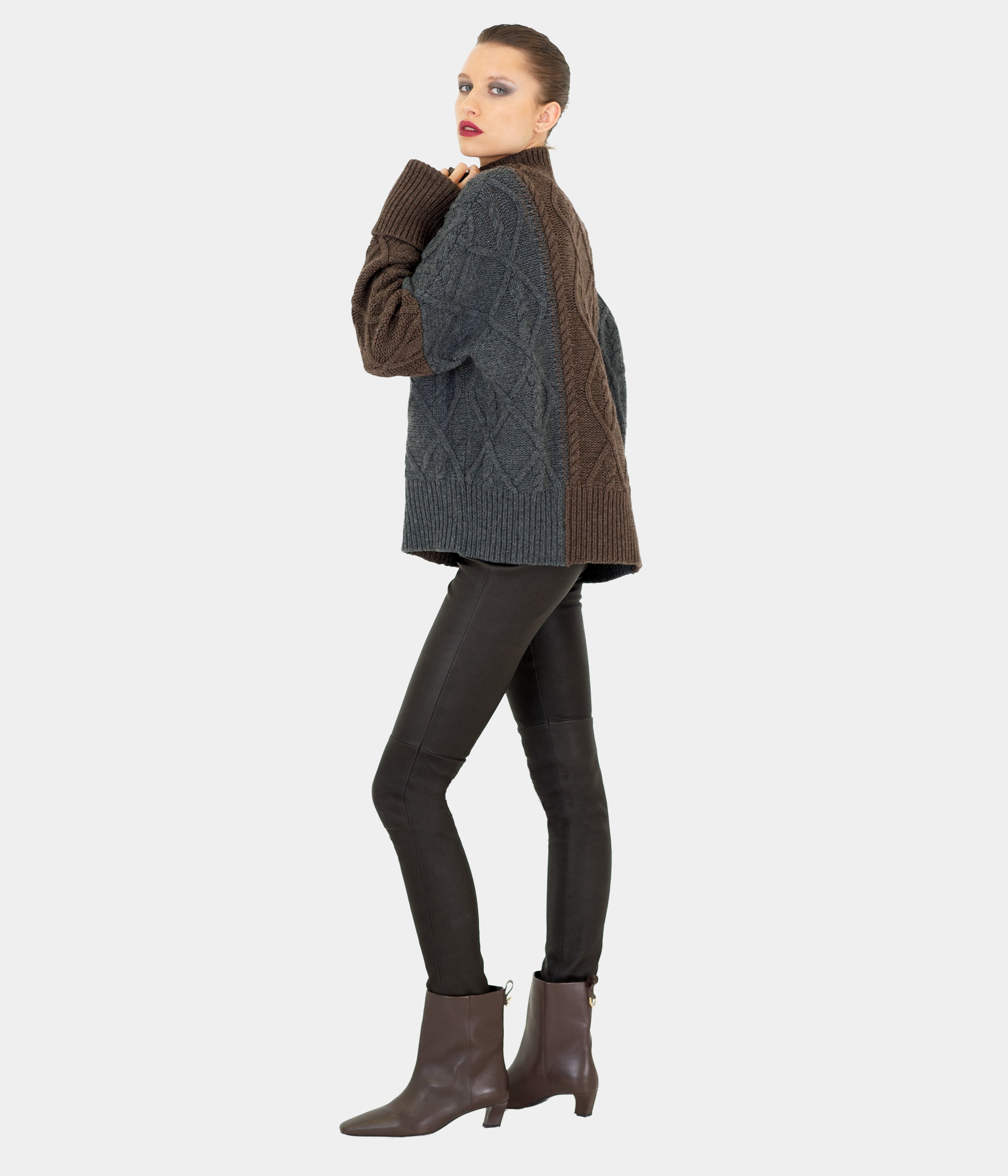 Colour Bloc Cable Sweater