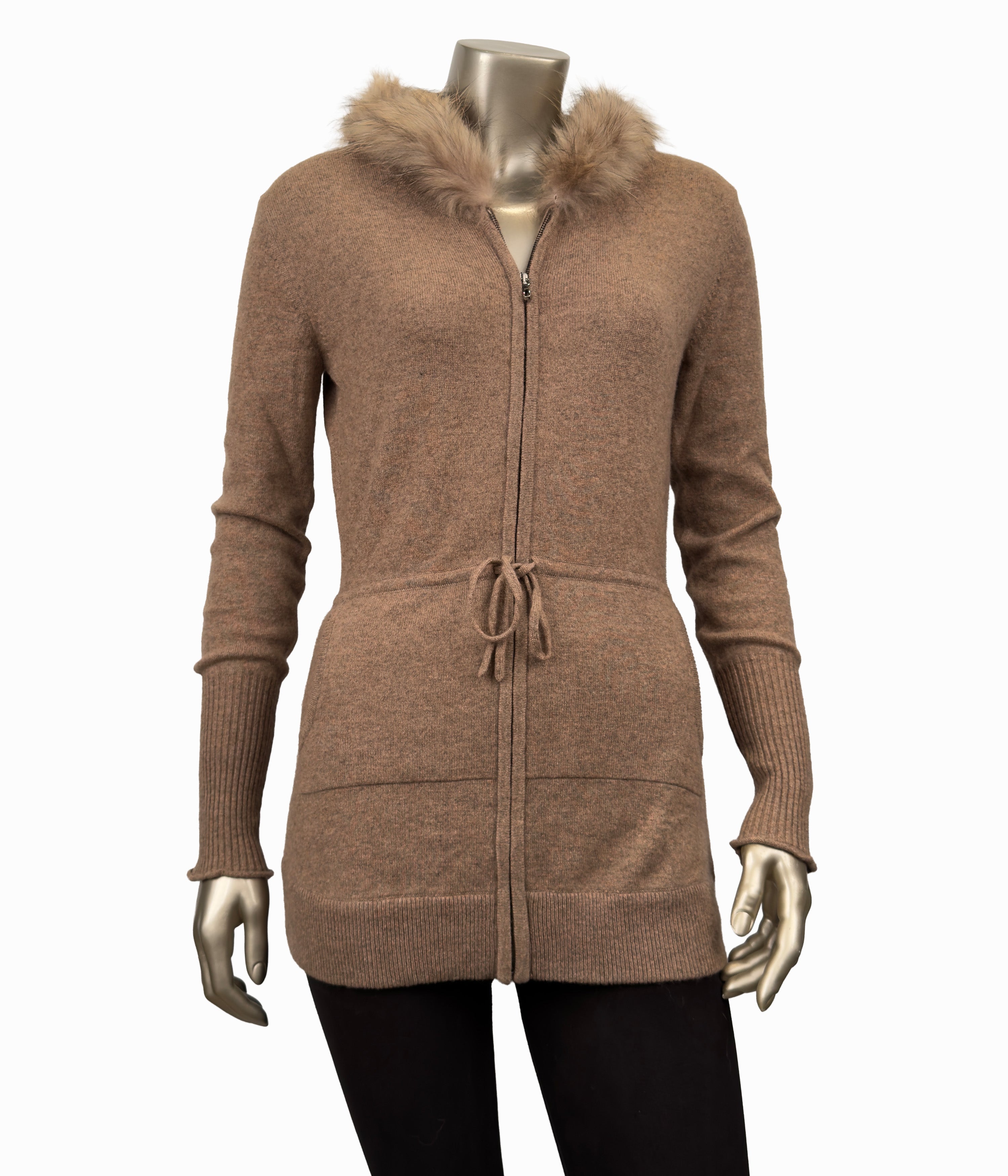 Outlet: Hooded Fur Fitted Cardi