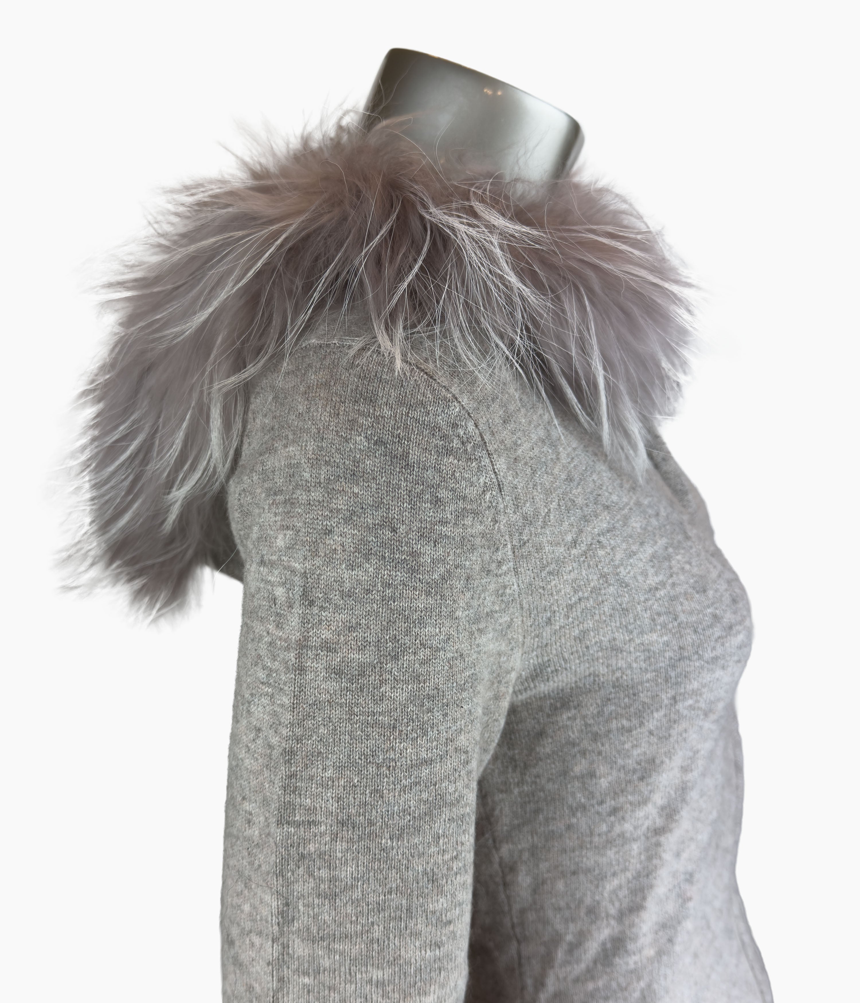 Outlet: Sandstone Hooded Fur Fitted Cardi