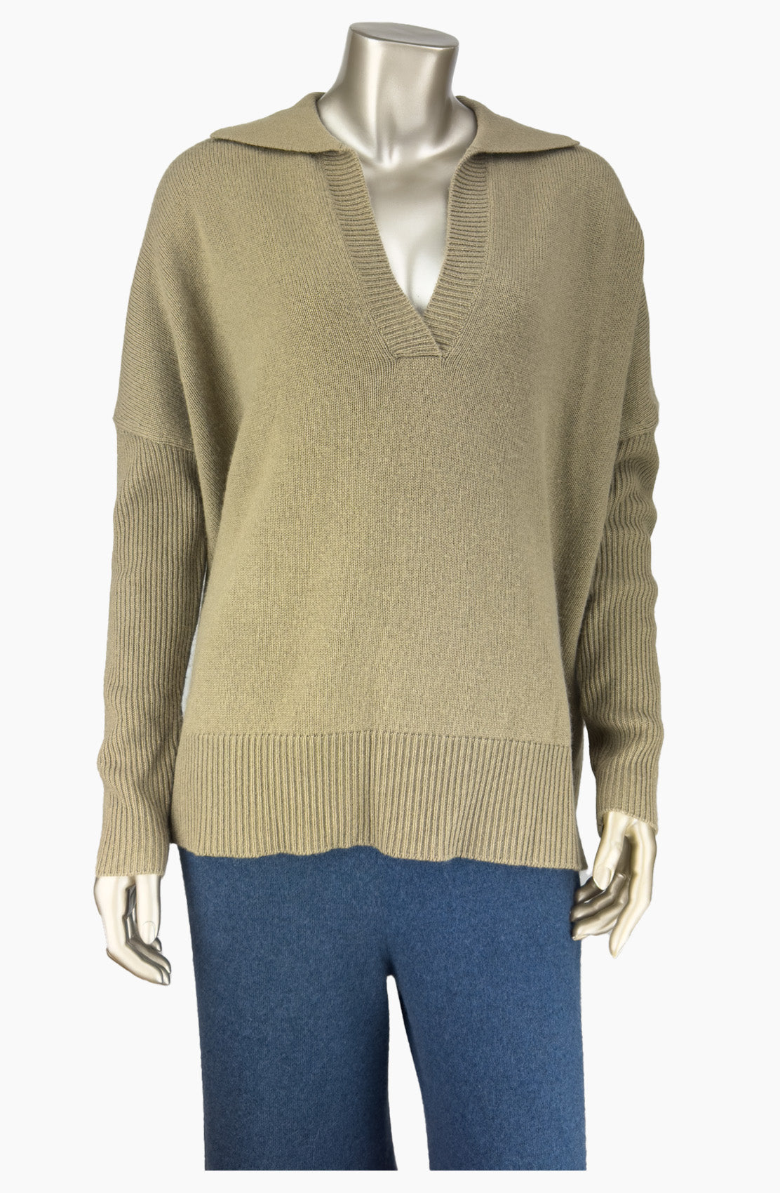 Outlet: Light Olive V Neck Collar Jumper Size : Size 10