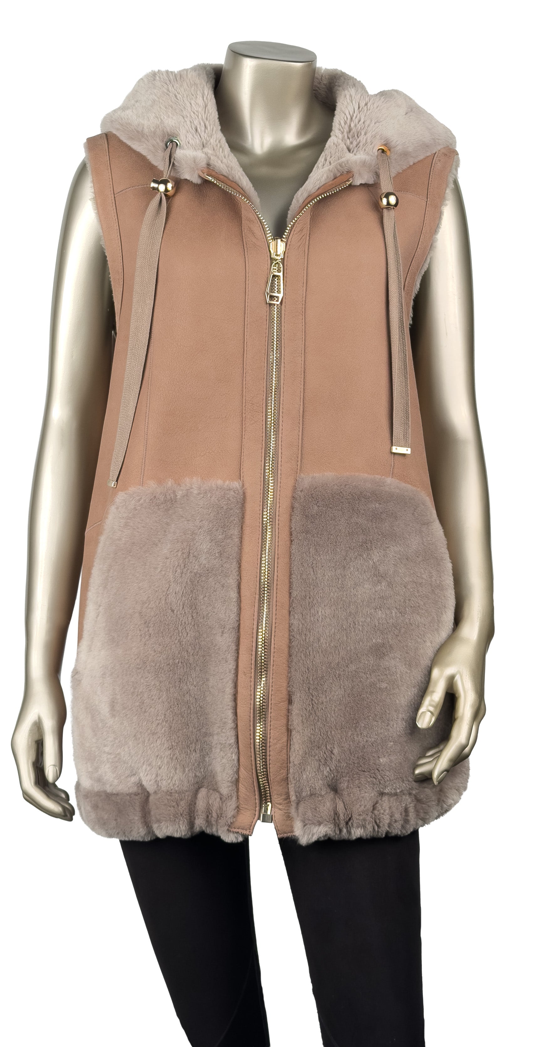 REVERSIBLE SHORT HOODED PARKER GILET