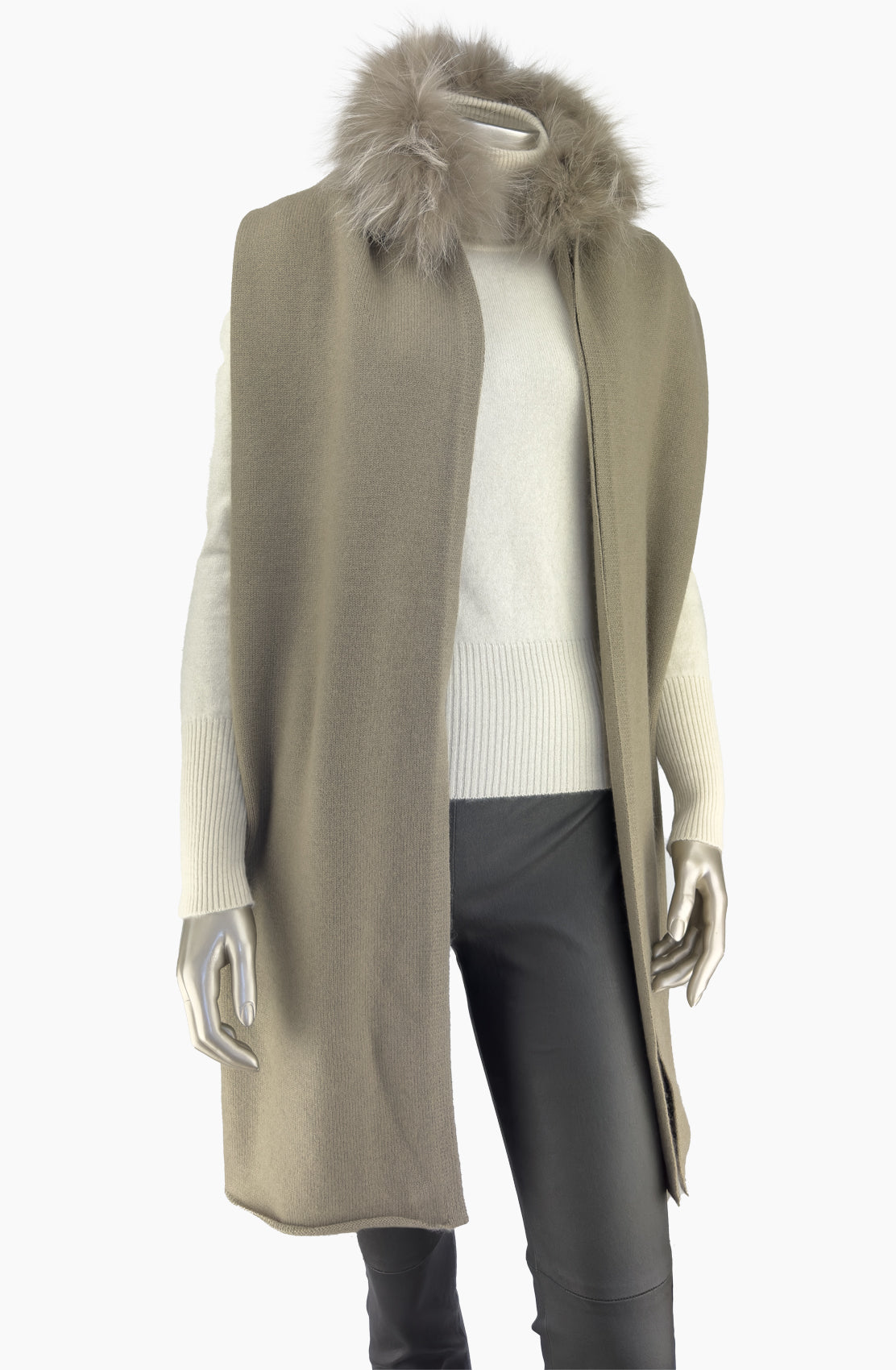 Outlet: Olive Long Scarf Fur Collar