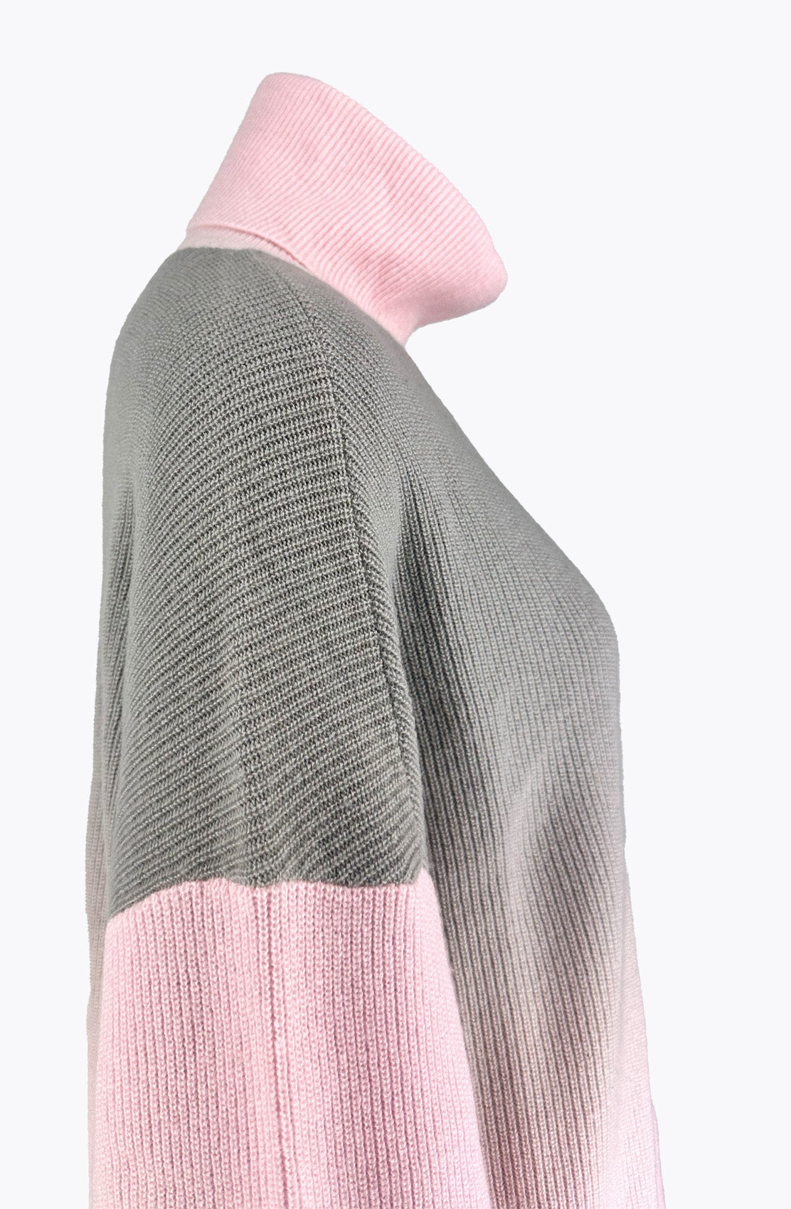 Outlet: Faded Ombre Volcano Pink Roll Neck Jumper: Size 10