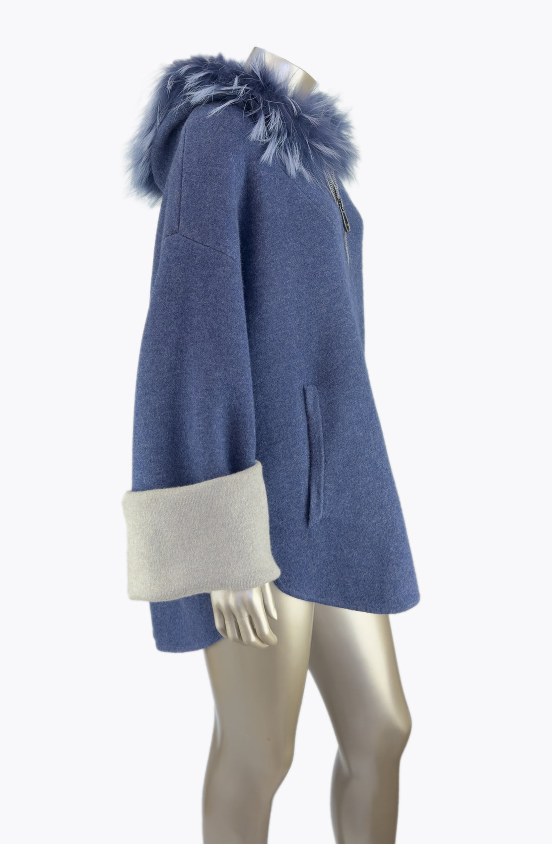 Outlet: Cashmere & Merino Hoodie With Fur Trim: One Size Only