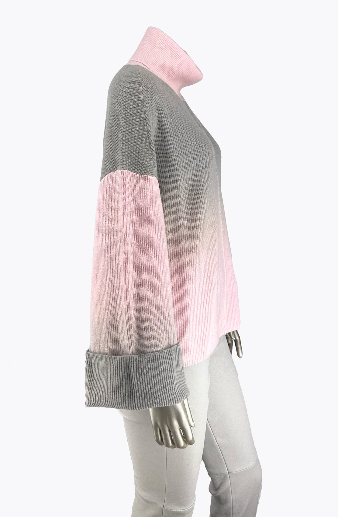 Outlet: Faded Ombre Volcano Pink Roll Neck Jumper: Size 10