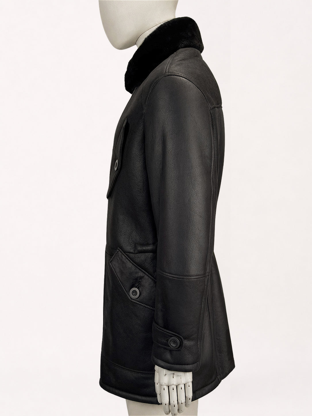 Dom Goor Leather Finish Shearling Coat