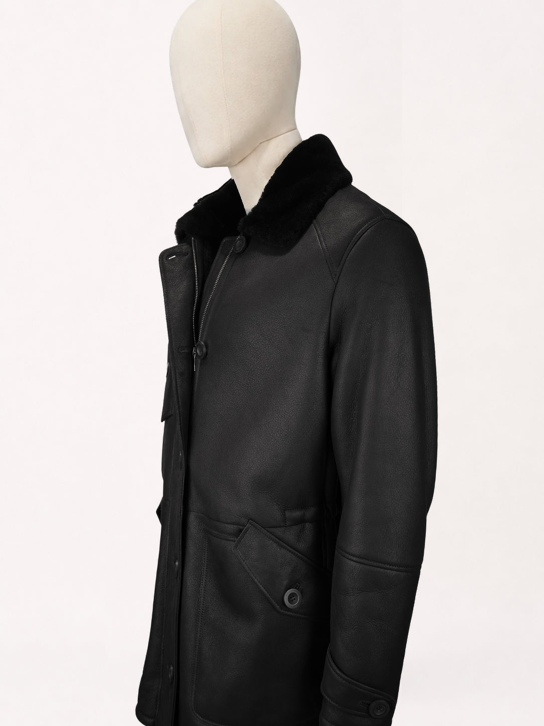 Dom Goor Leather Finish Shearling Coat