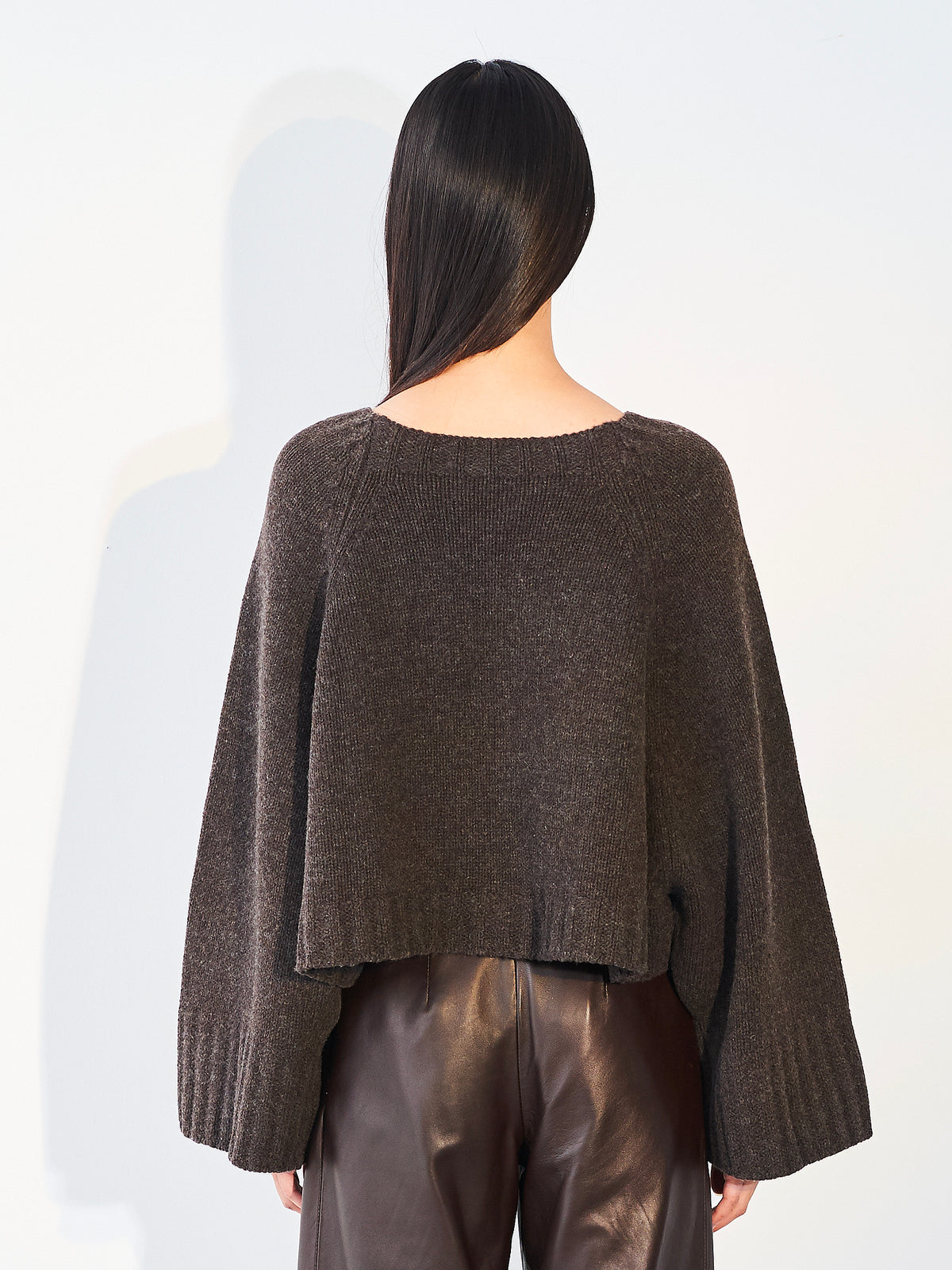 Oversized Cropped Jumper Coffee