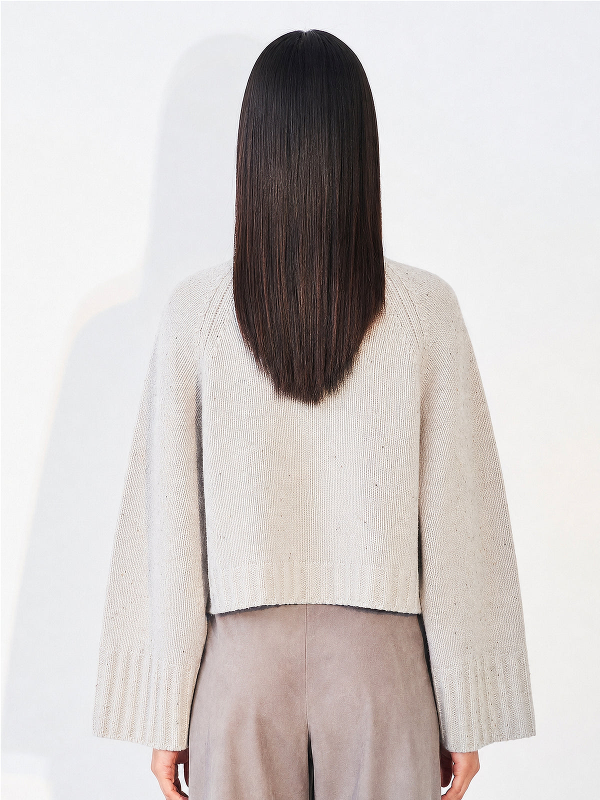 Oversized Cropped Jumper Donegal Oyster Marl