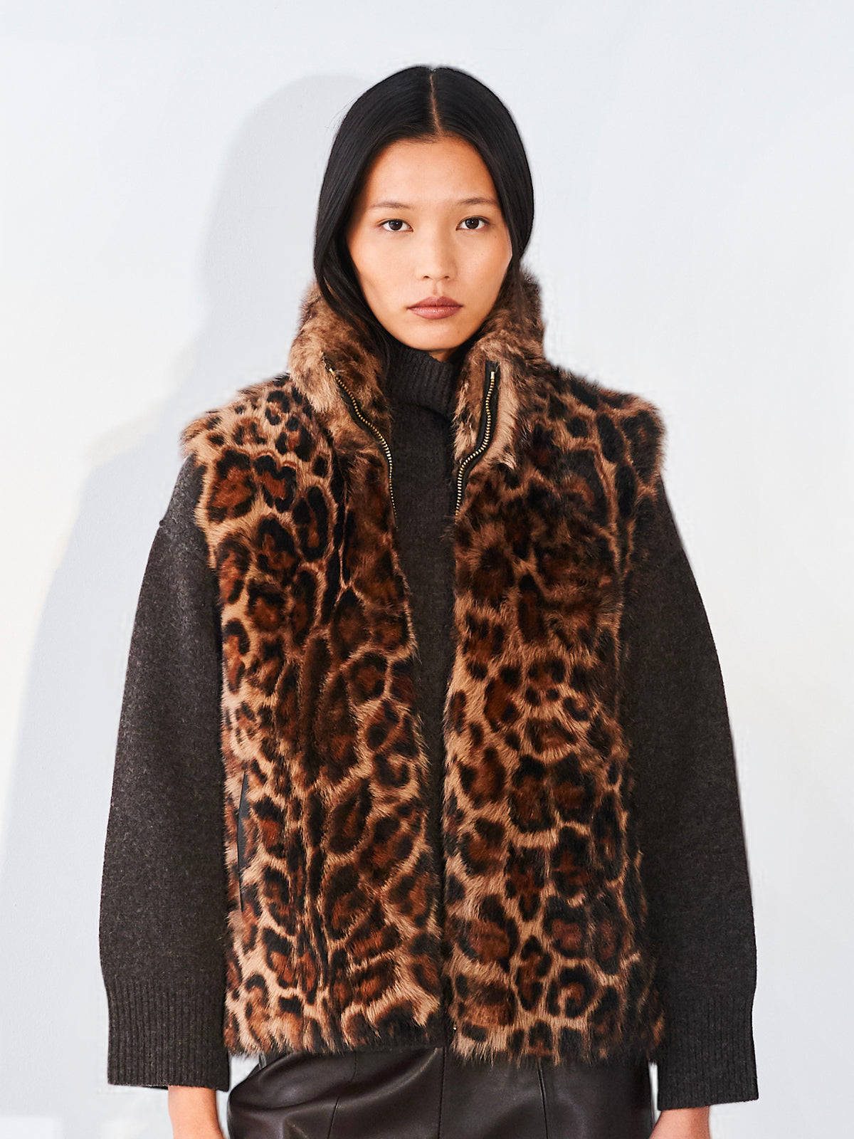 Reversible Aviator Gilet Leopard Print