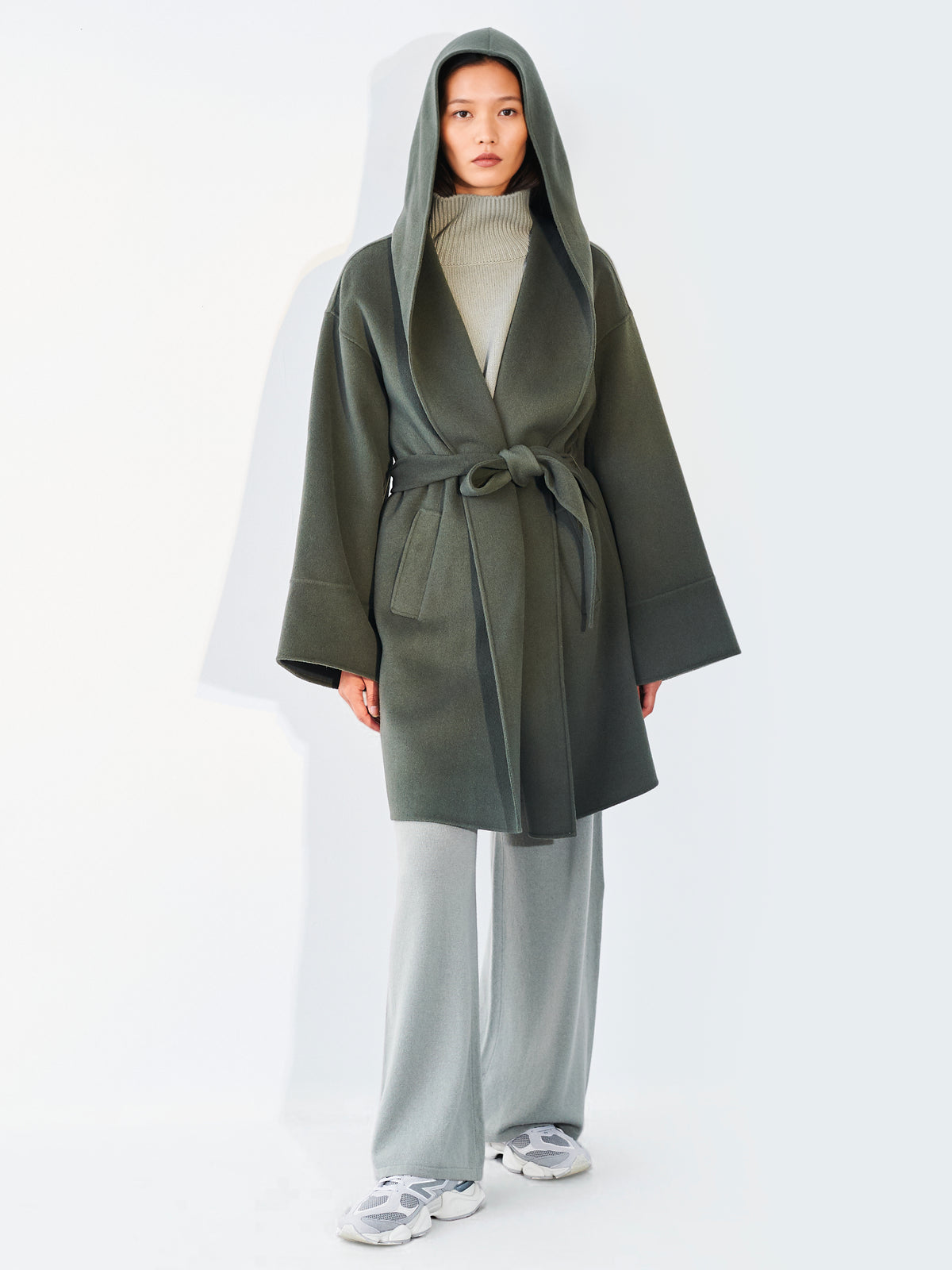 Hooded Wool Coat Lake Water