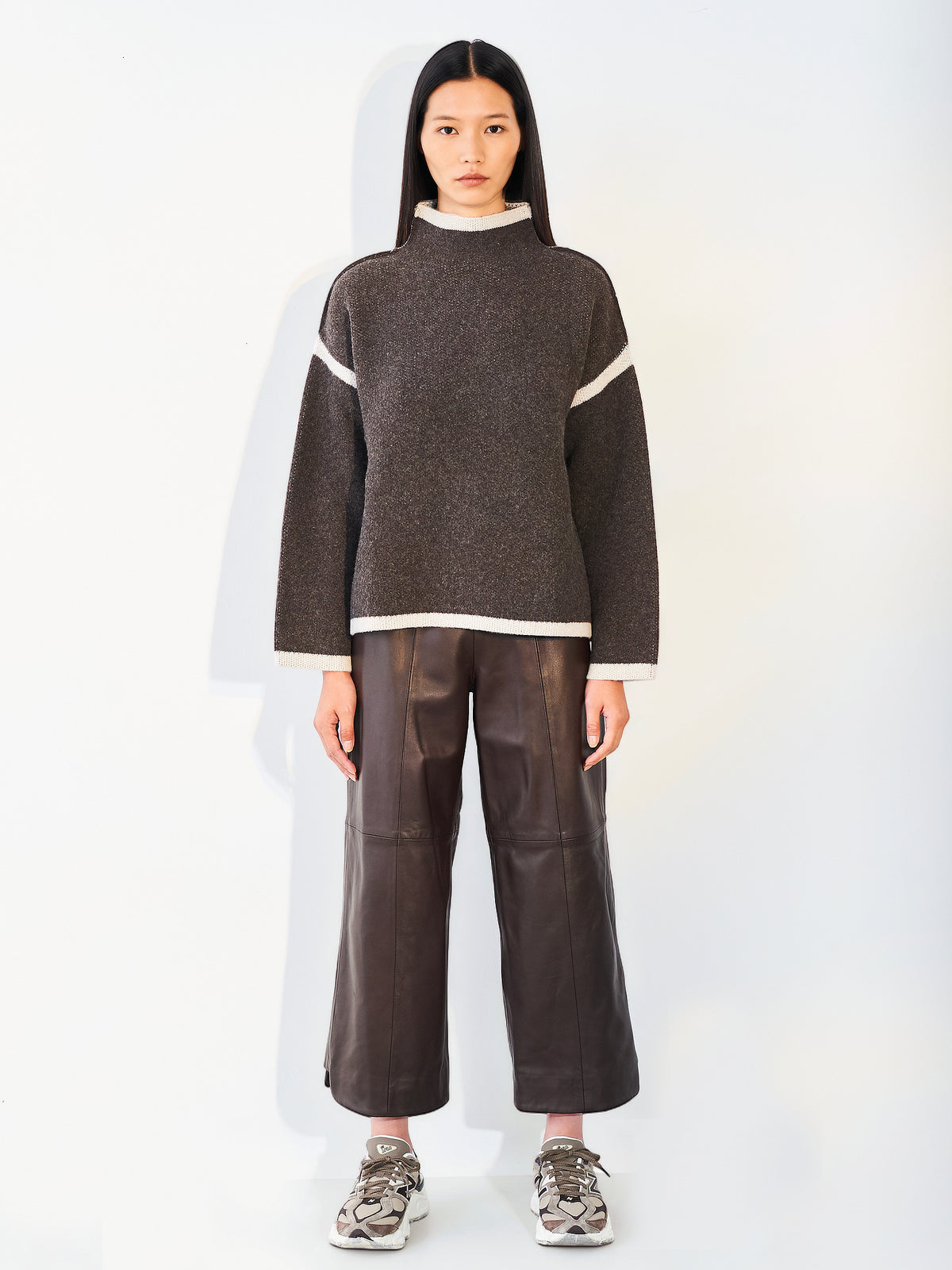 Contrast Stripe Jumper Coffee