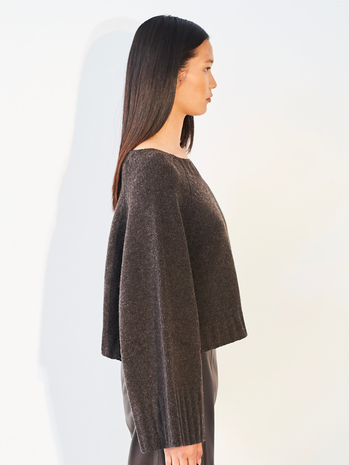 Oversized Cropped Jumper Coffee
