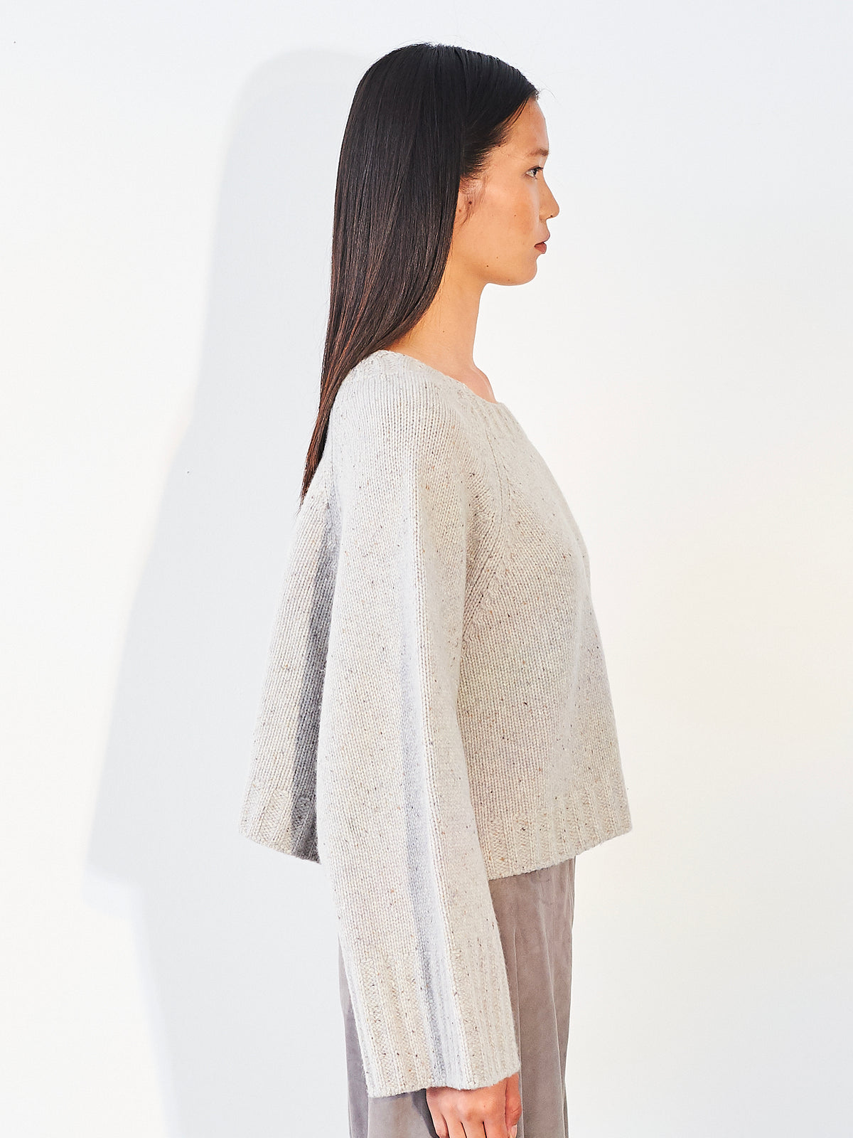 Oversized Cropped Jumper Donegal Oyster Marl