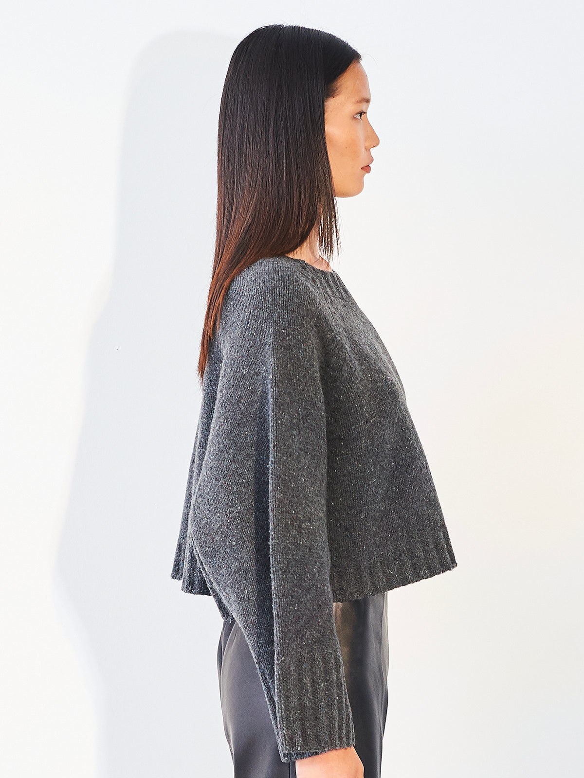Oversized Cropped Jumper Donegal Graphite Marl