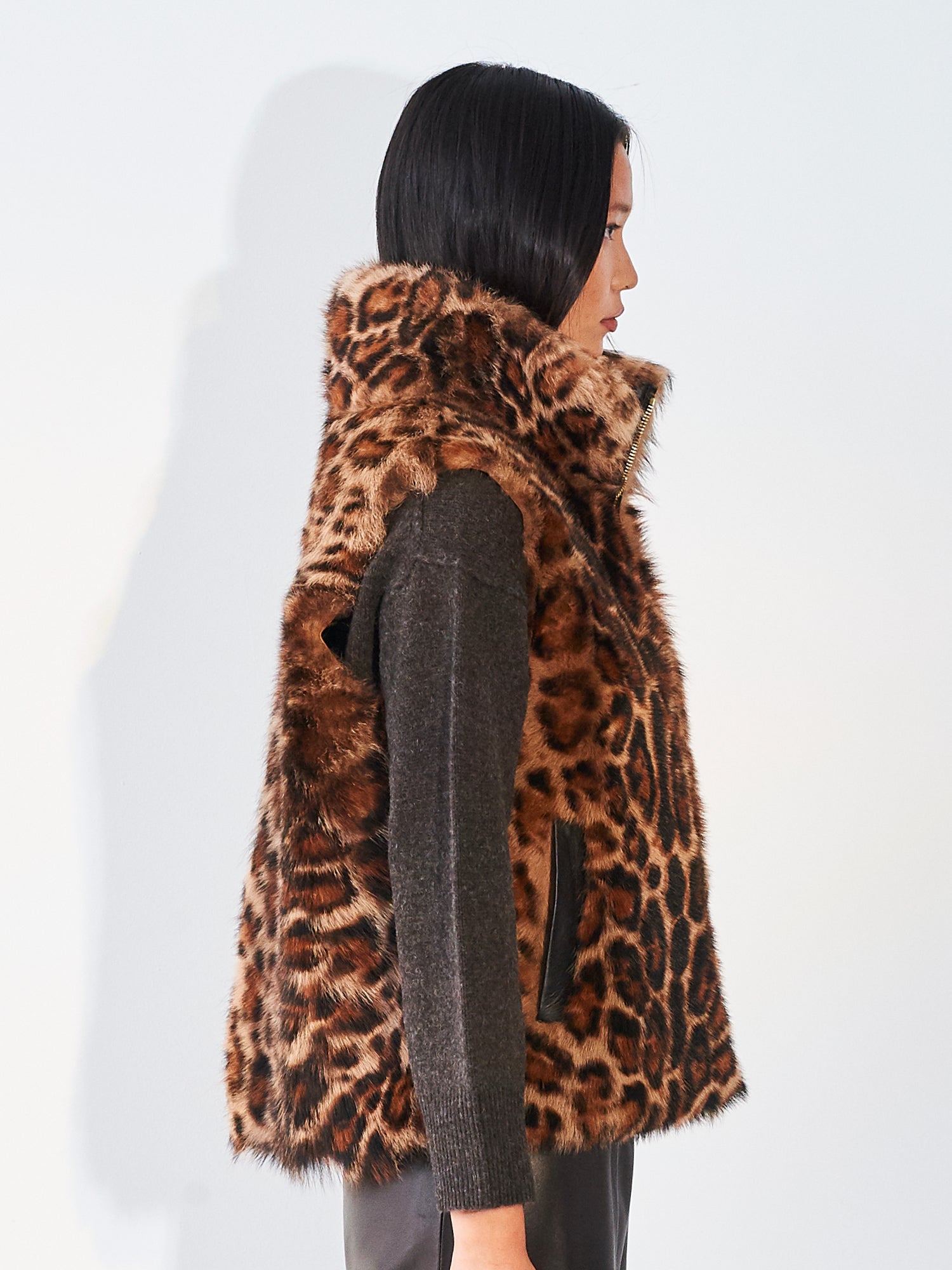 Reversible Aviator Gilet Leopard Print