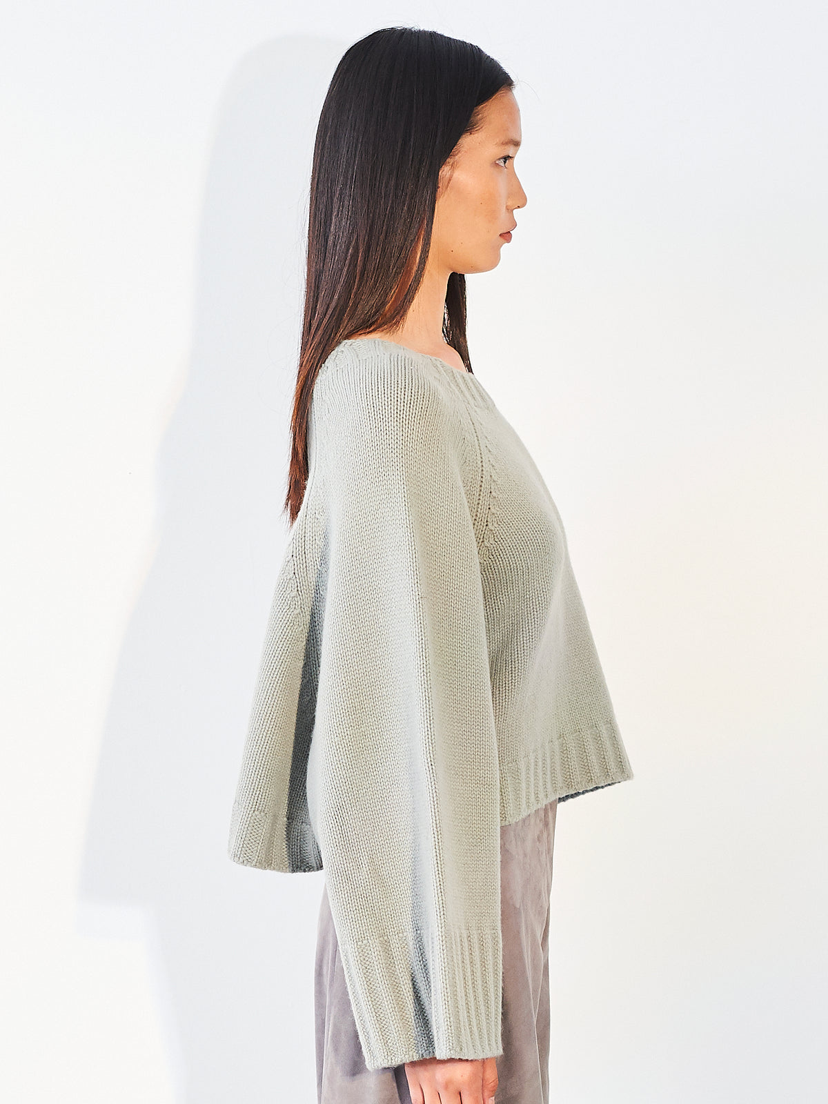 Oversized Cropped Jumper Light Sage
