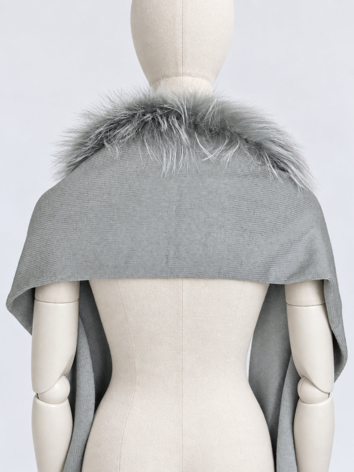 Light Sage Fur Trim Scarf