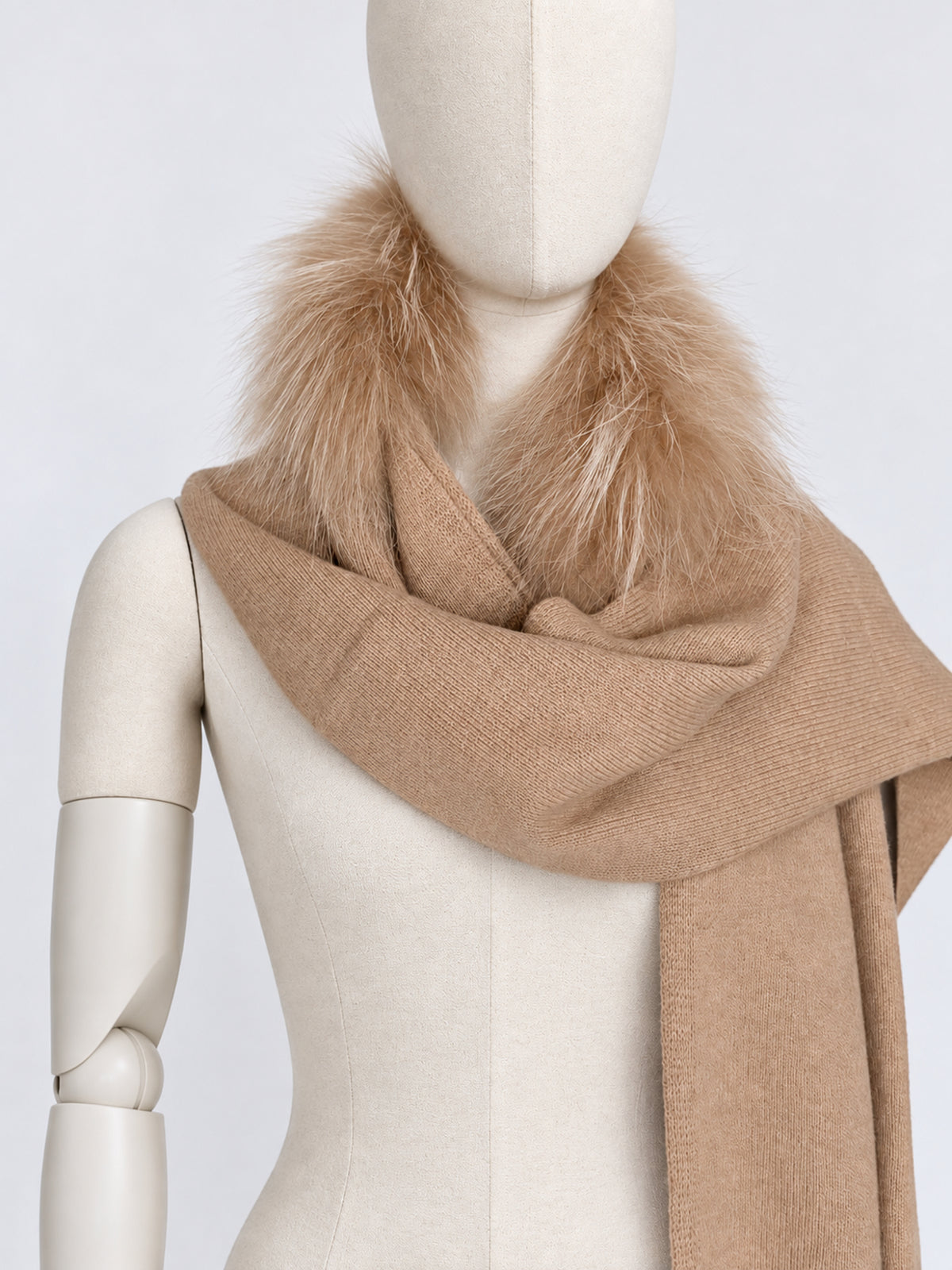 Caramel Fur Trim Scarf