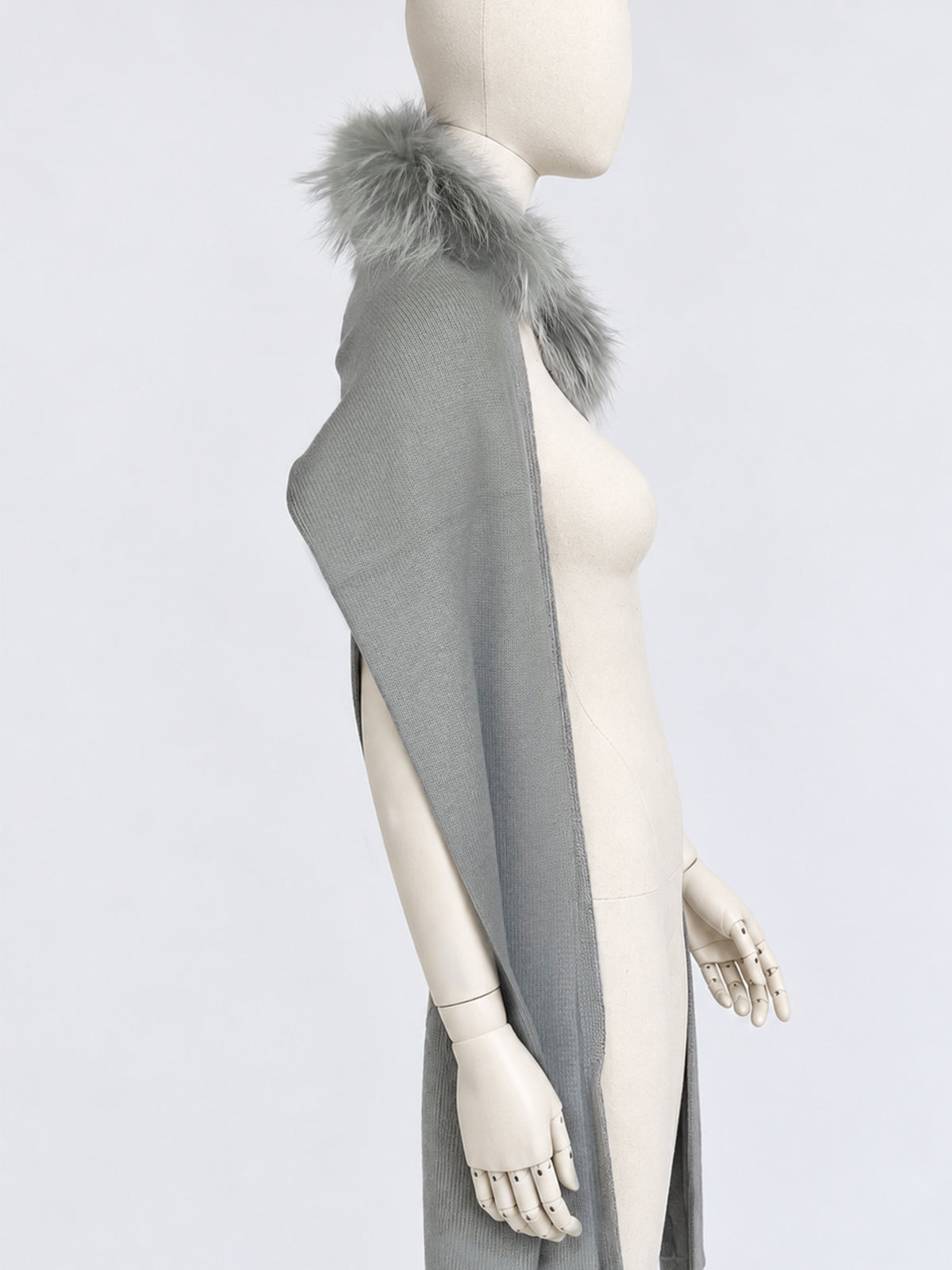 Light Sage Fur Trim Scarf