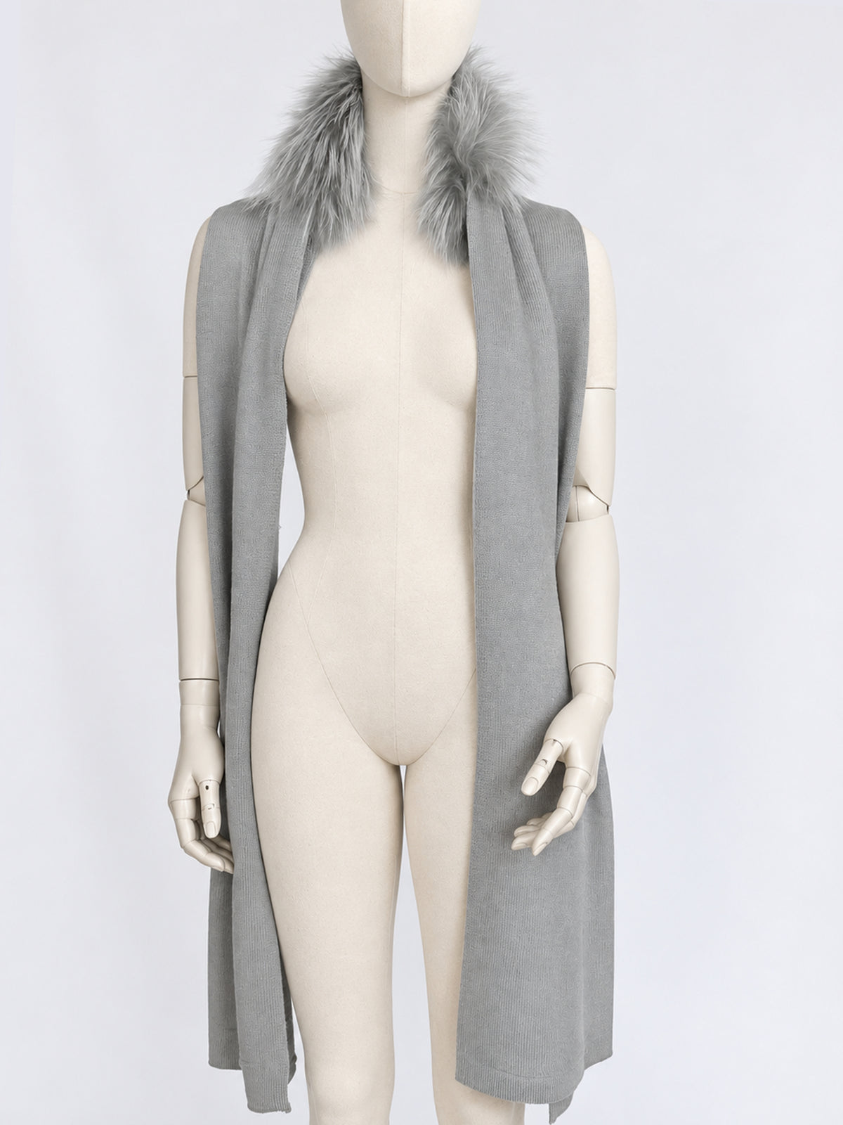 Light Sage Fur Trim Scarf