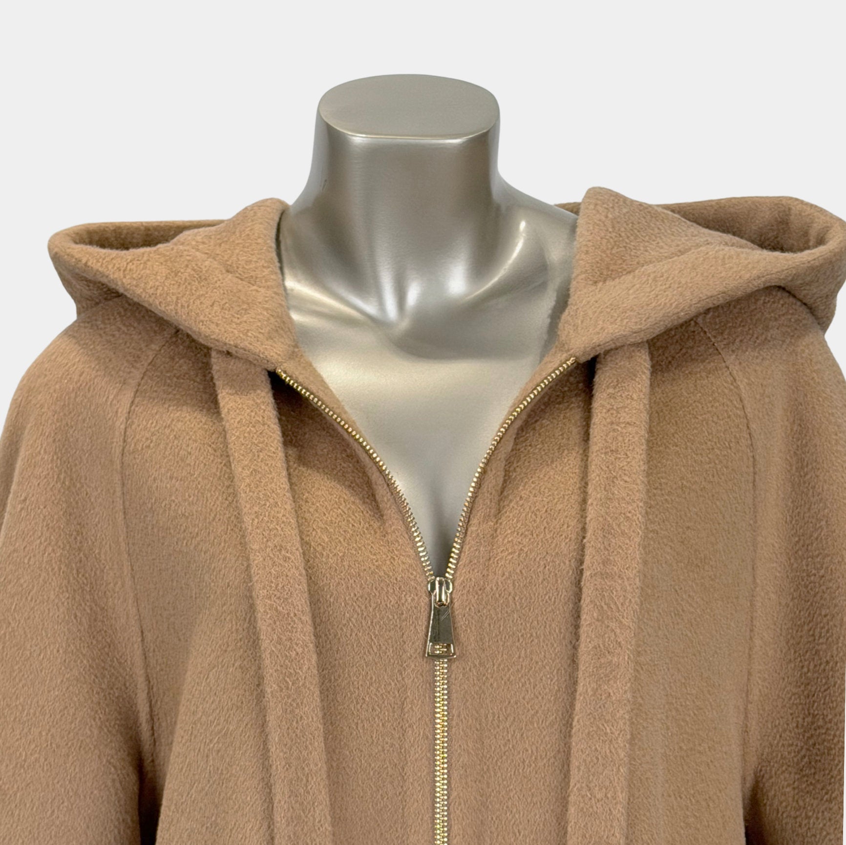 Outlet: Double Face Wool Shirt Tail Parka Camel: Size 10