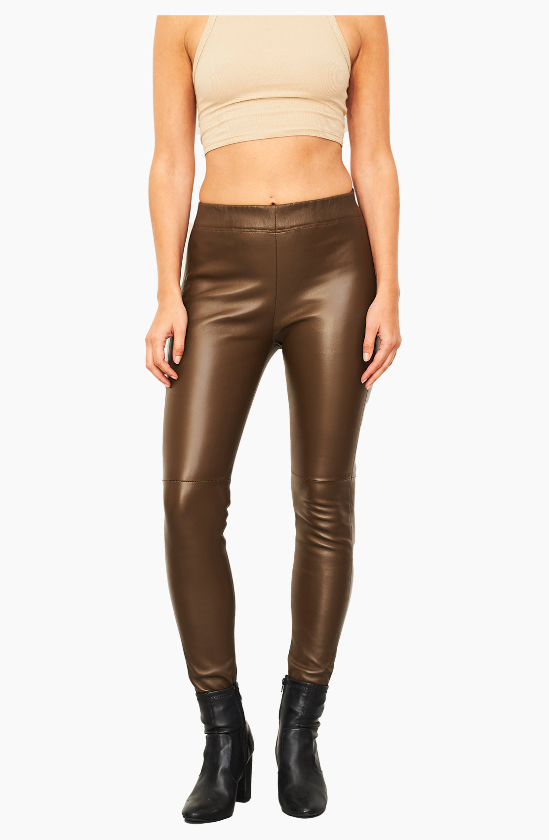 Dark Brown Leather Leggings